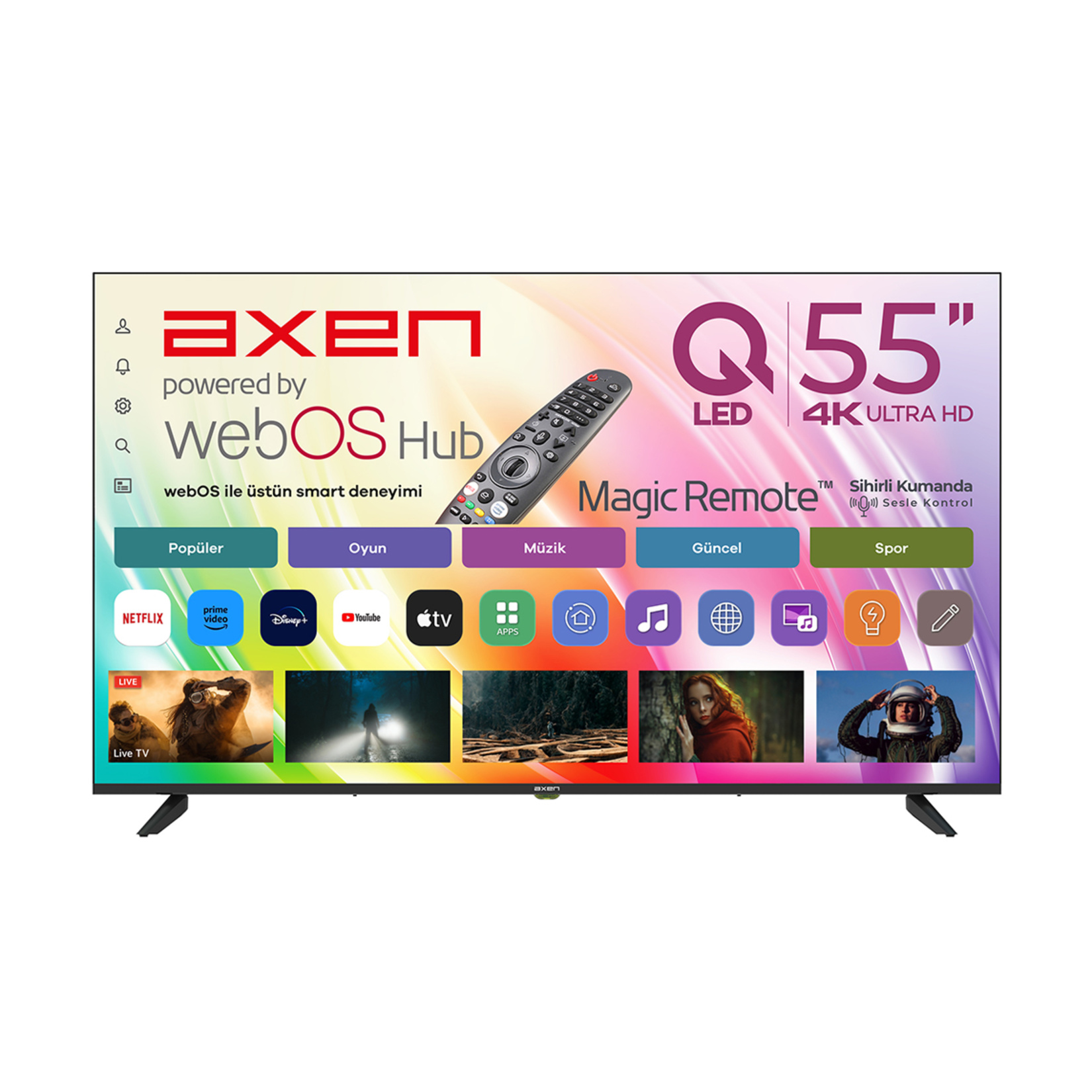 Axen 55'' AX55QUPRL-W02M FRLS UHD Qled Perla Webos