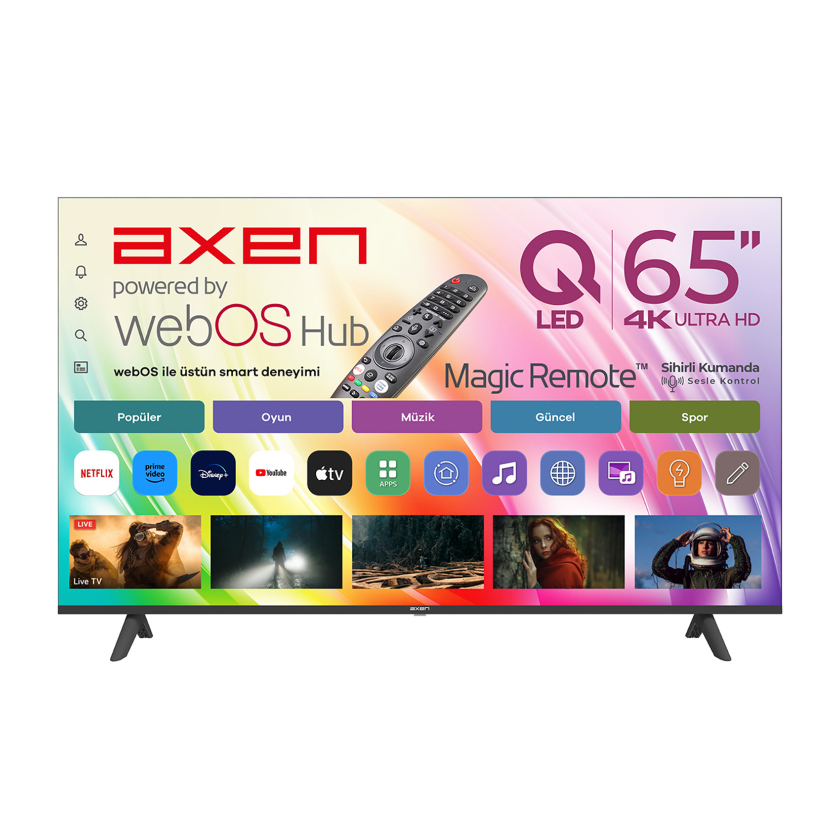 Axen 65'' AX65QUMLN-W02M FRLS UHD Milan Qled Tv