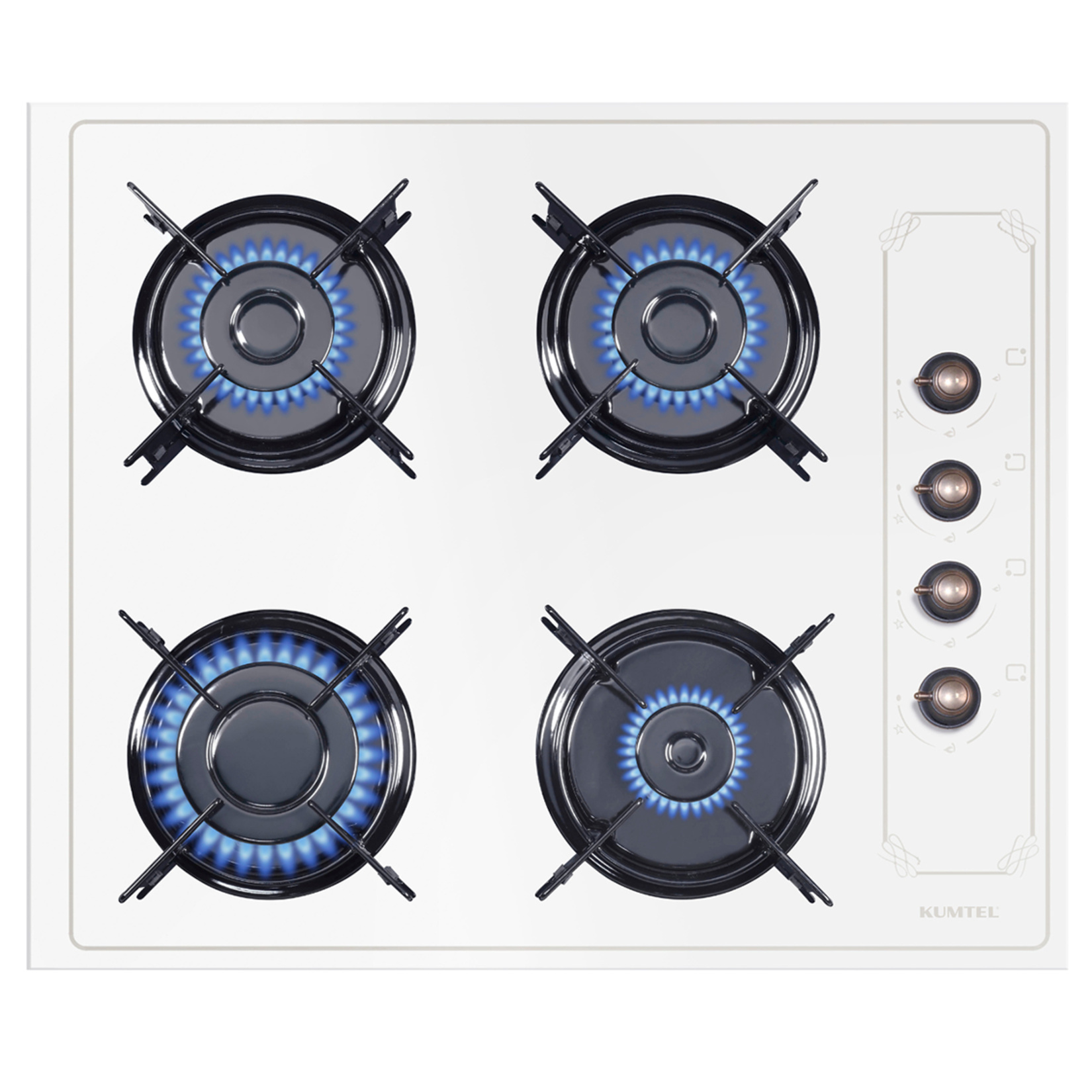 Kumtel KO-40 TAHDF Rustik Beyaz Cam Ankastre Ocak