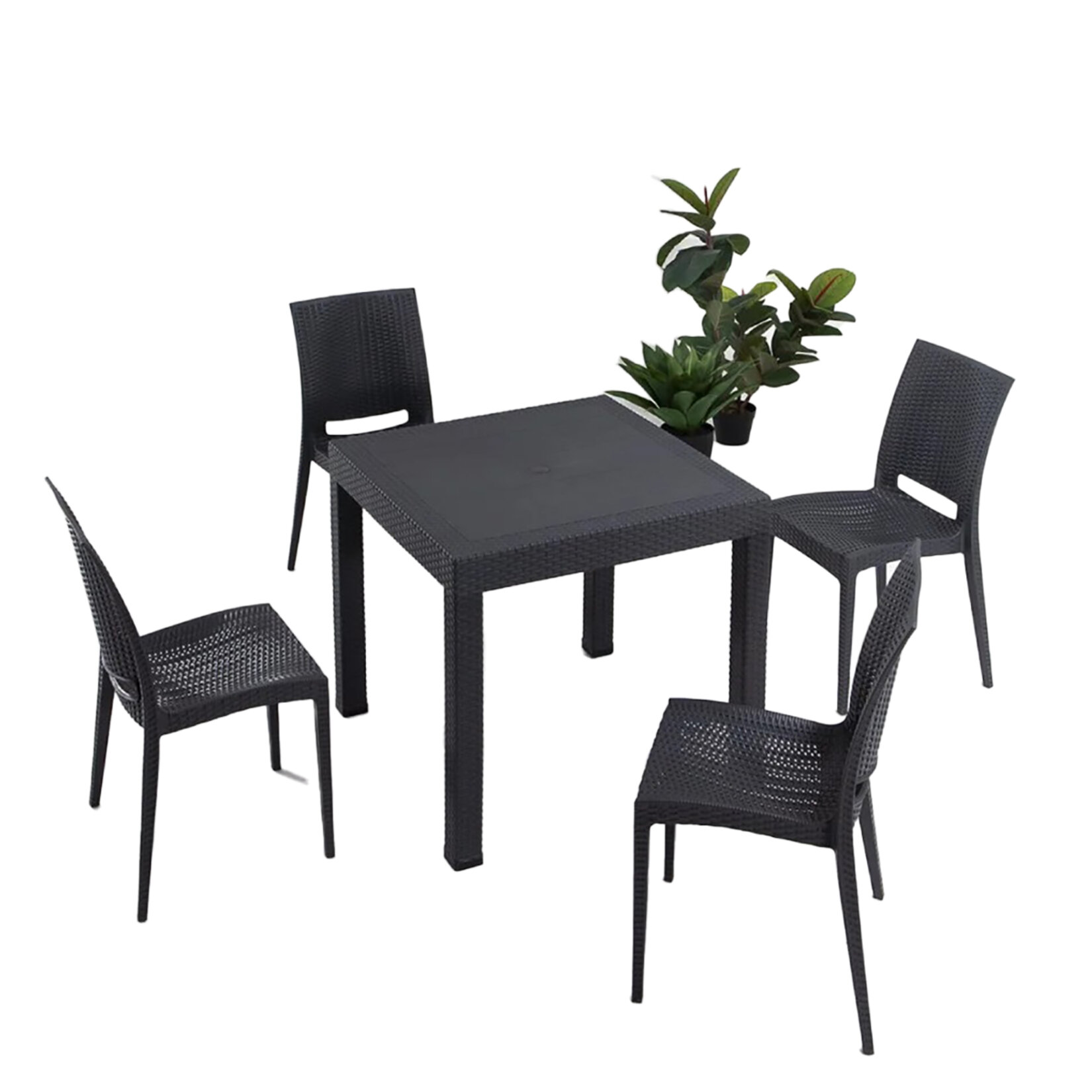 Modalife Rattan Masa Set(80x80cm Masa+4 Sandalye)