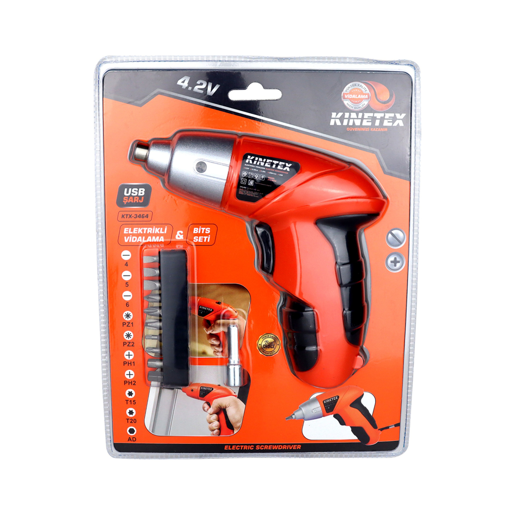 Kinetex Şarjlı Usb Vidalama KTX-3464 - Görsel 1