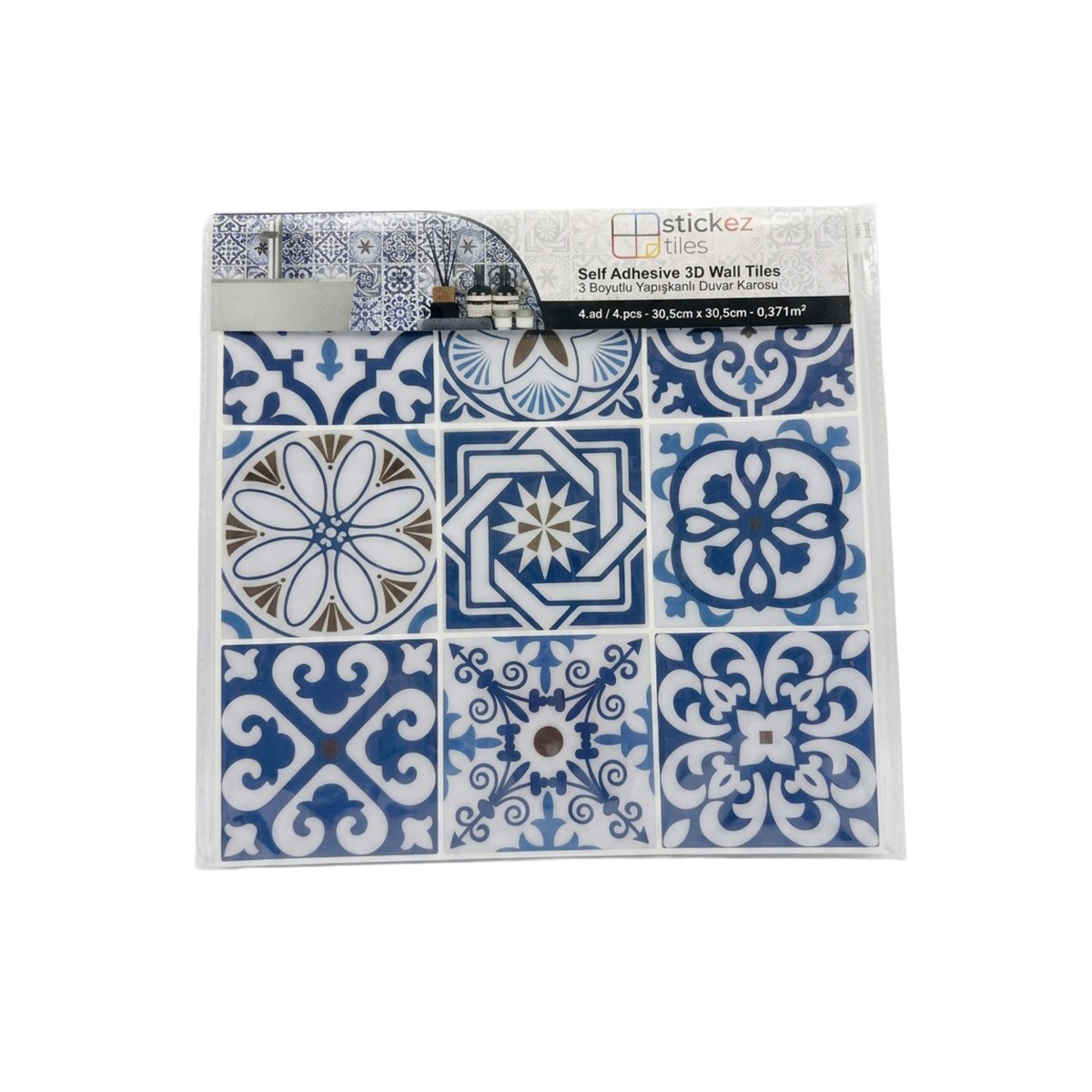 Stickez 3D Yapışkanlı Duvar Karosu Mavi 30.5x30.5 Cm - Görsel 6