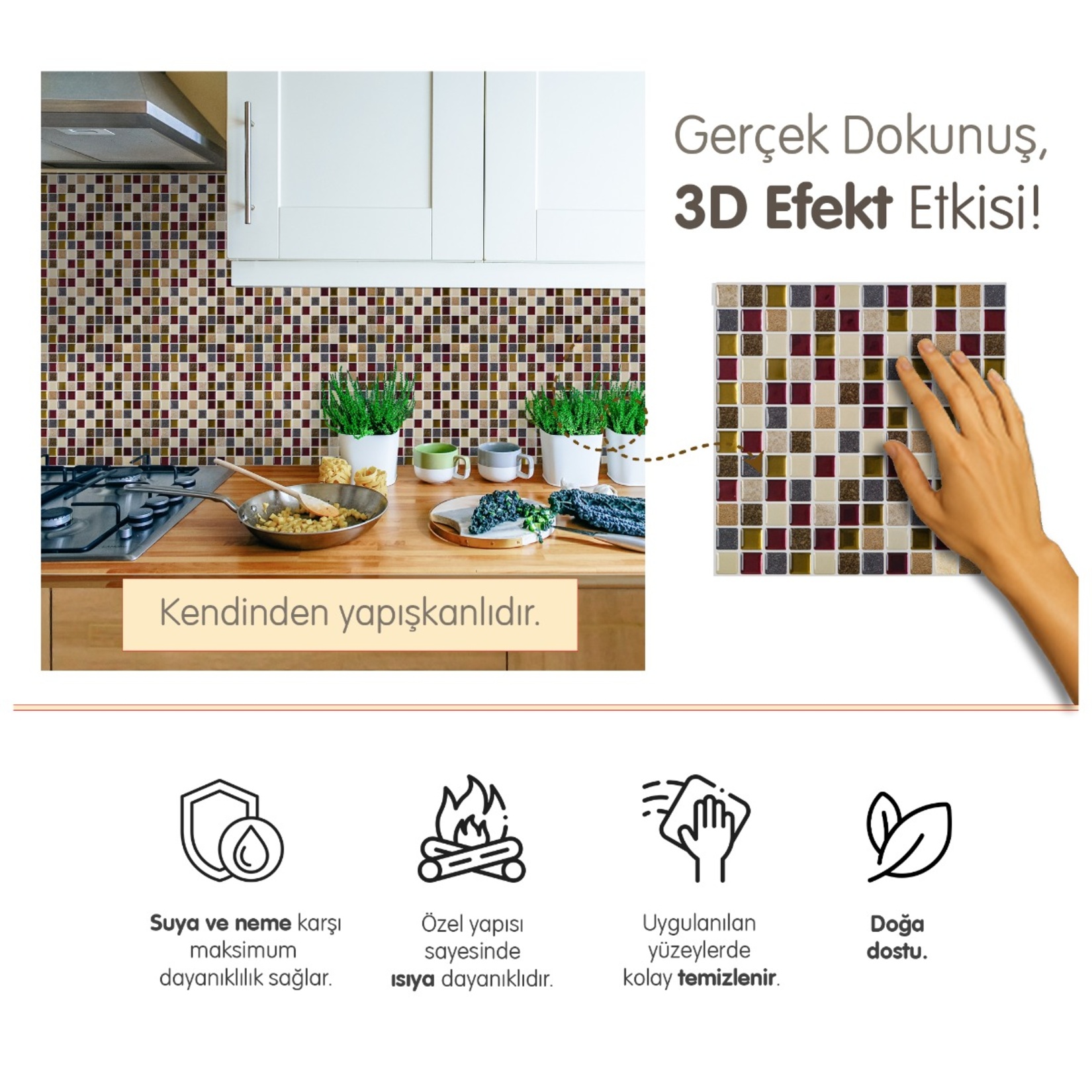 Stickez 3D Yapışkanlı Duvar Karosu Renkli 25.40x20 Cm - Görsel 4