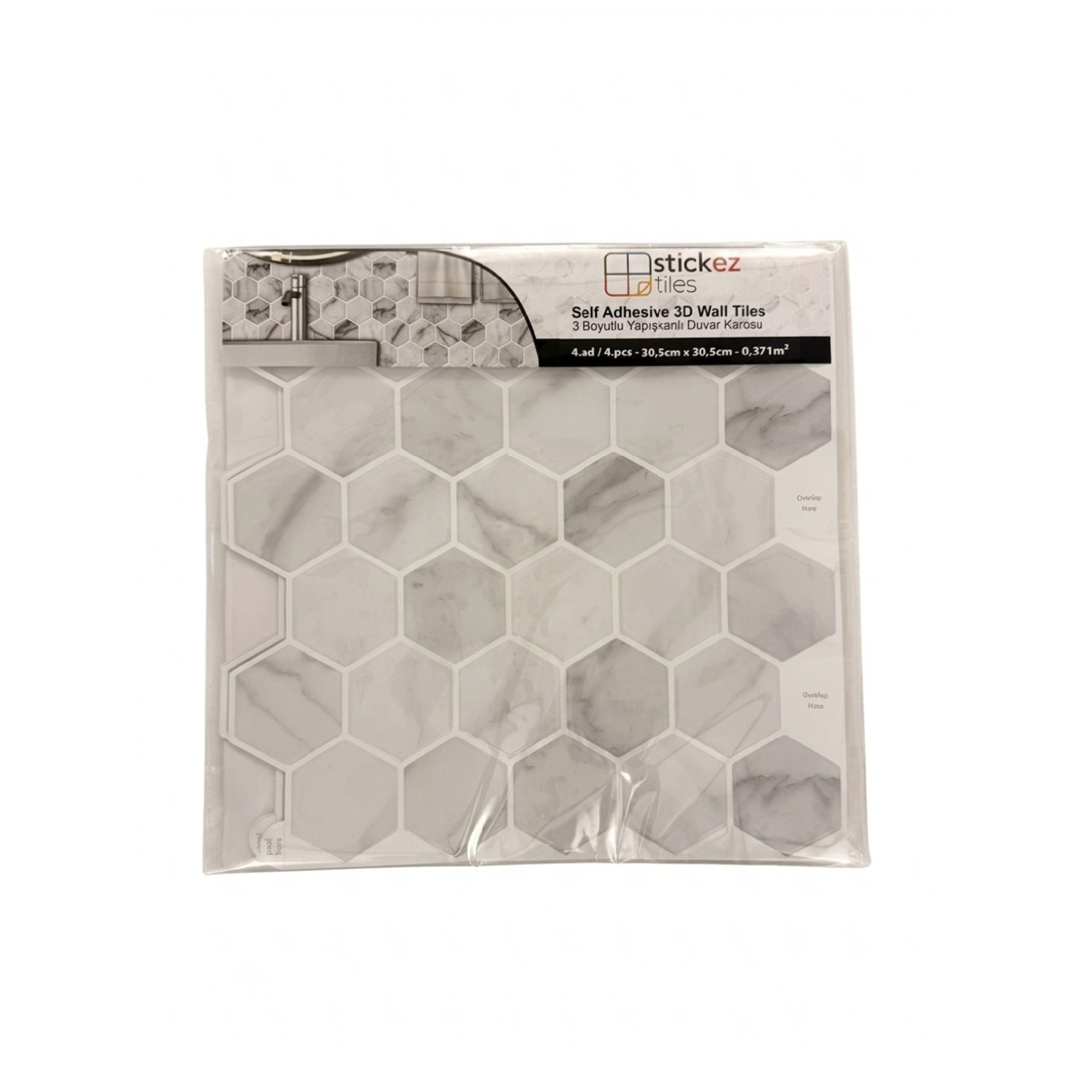 Stickez 3D Yapışkanlı Duvar Karosu Beyaz 30.5x30.5 Cm - Görsel 6