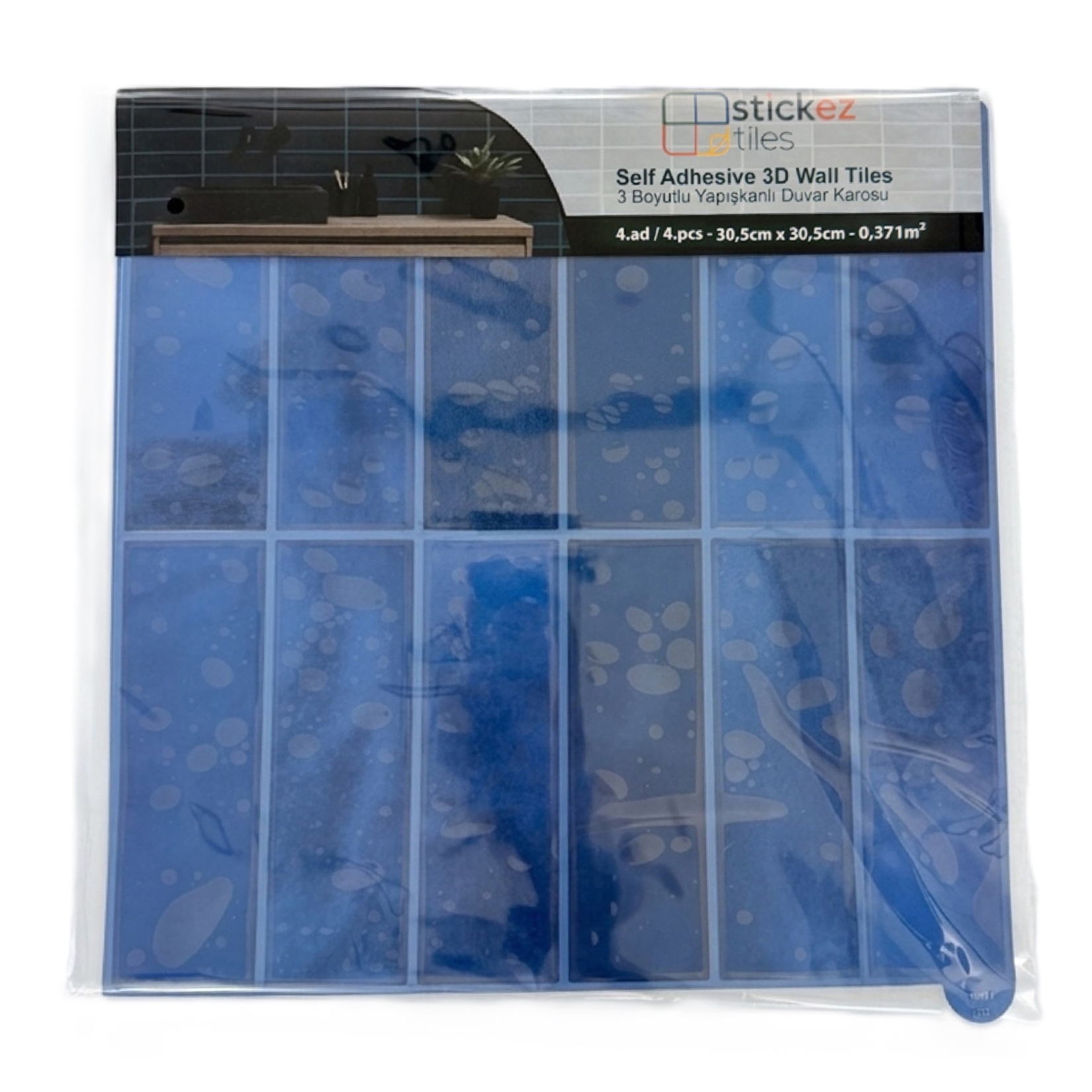Stickez 3D Yapışkanlı Duvar Karosu Deniz Mavi 30.5x30.5 Cm