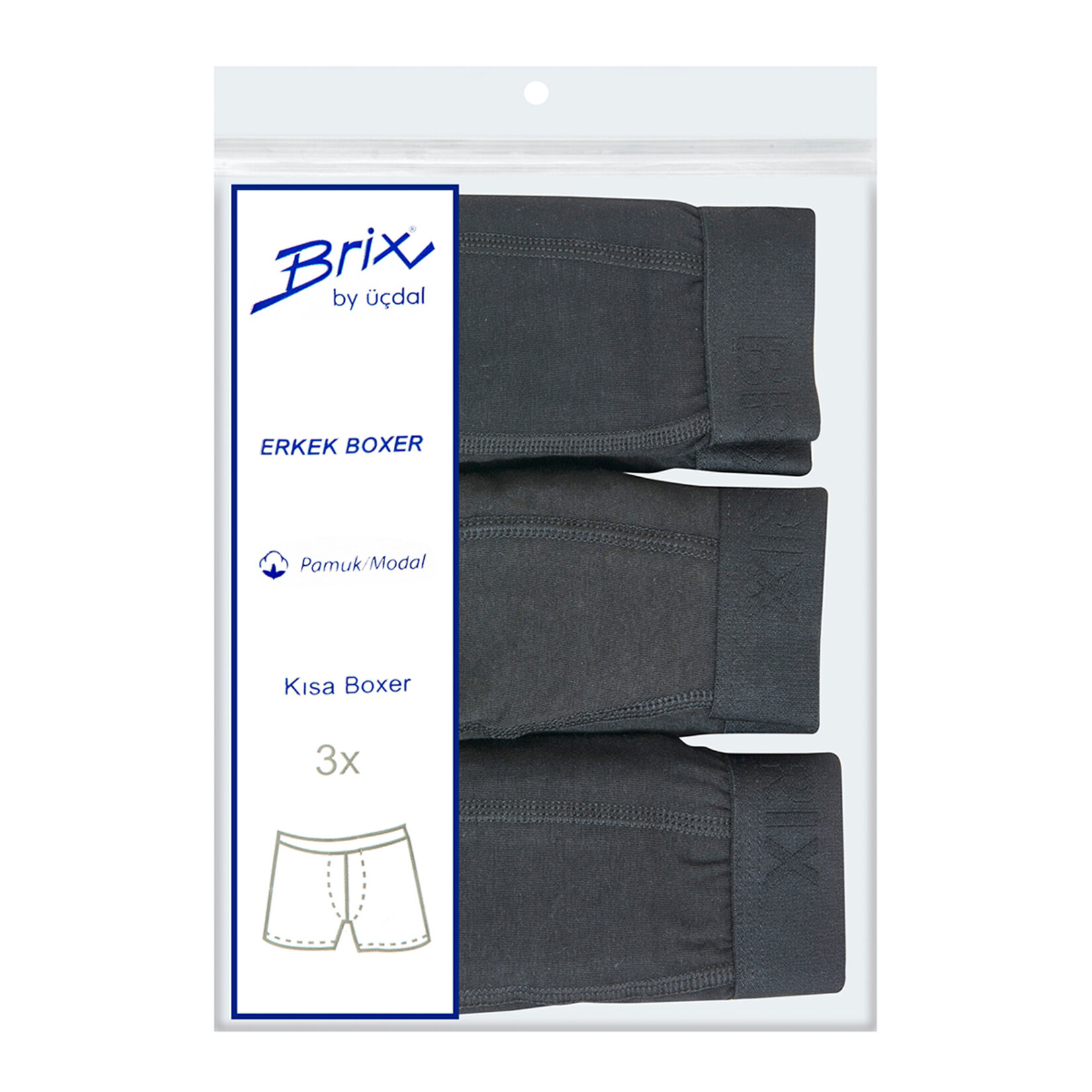 Brix Modal Erkek 3'lü Kısa Boxer XL