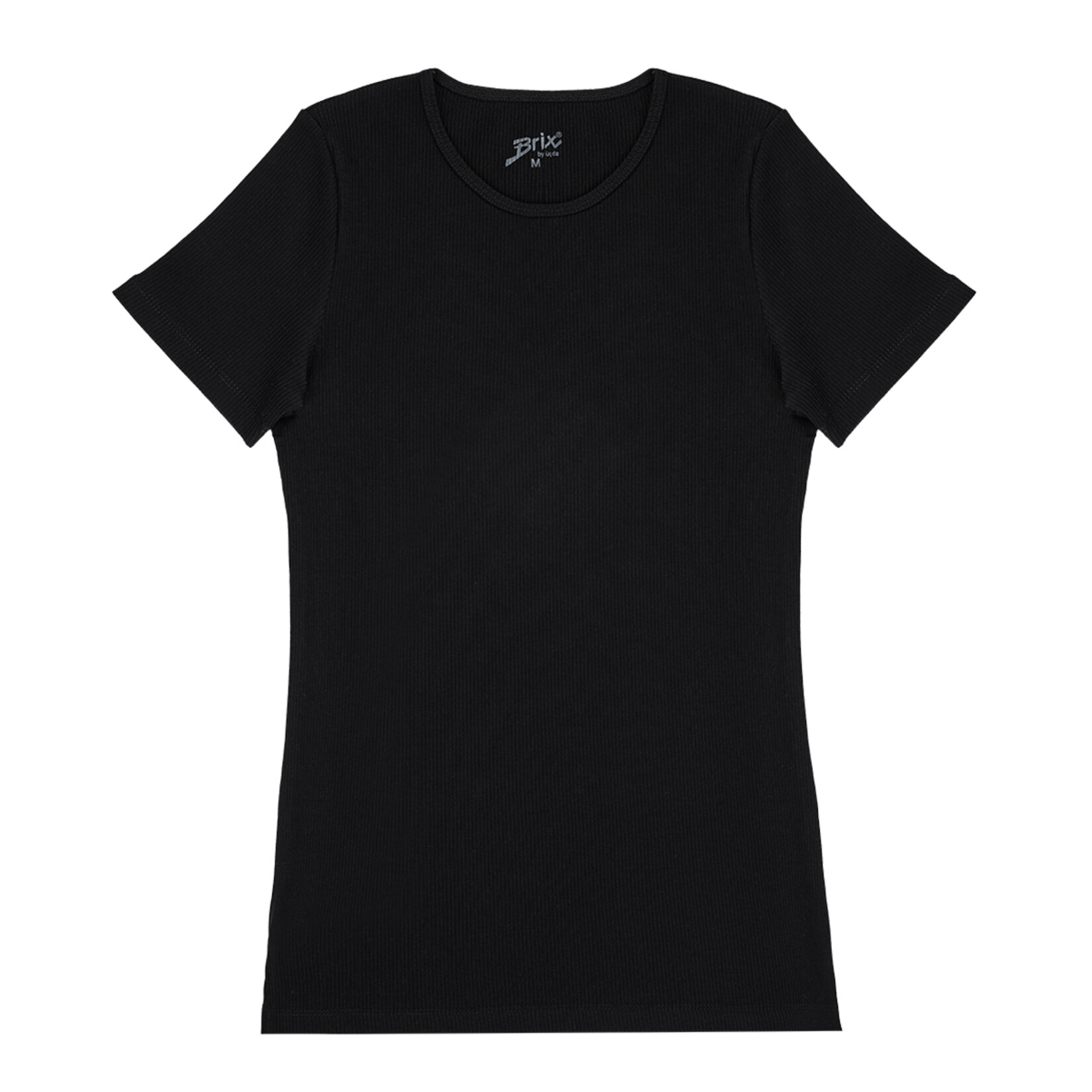 Brix Kadın Fitilli Kısa Kol Tshirt Siyah XL 