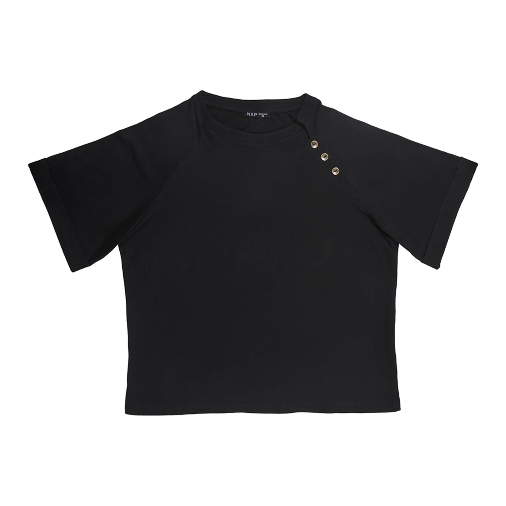 Nap Kadın Yaka Detaylı Tshirt Siyah M 