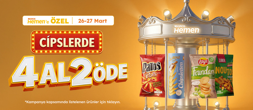 Migros Hemen'de cipslerde 4 al 2 öde