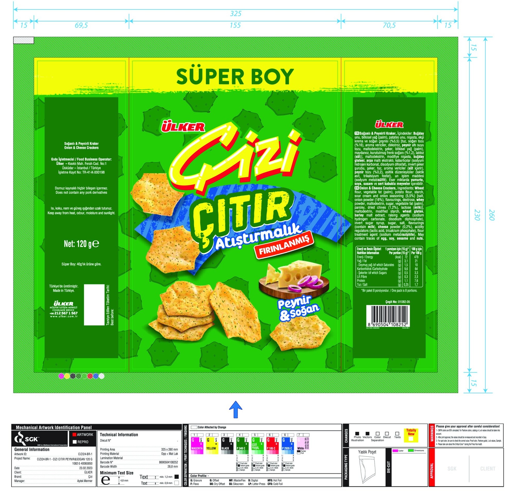 Ülker Çizi Çıtır Peynir & Soğan Süper Boy Çerez 120 G