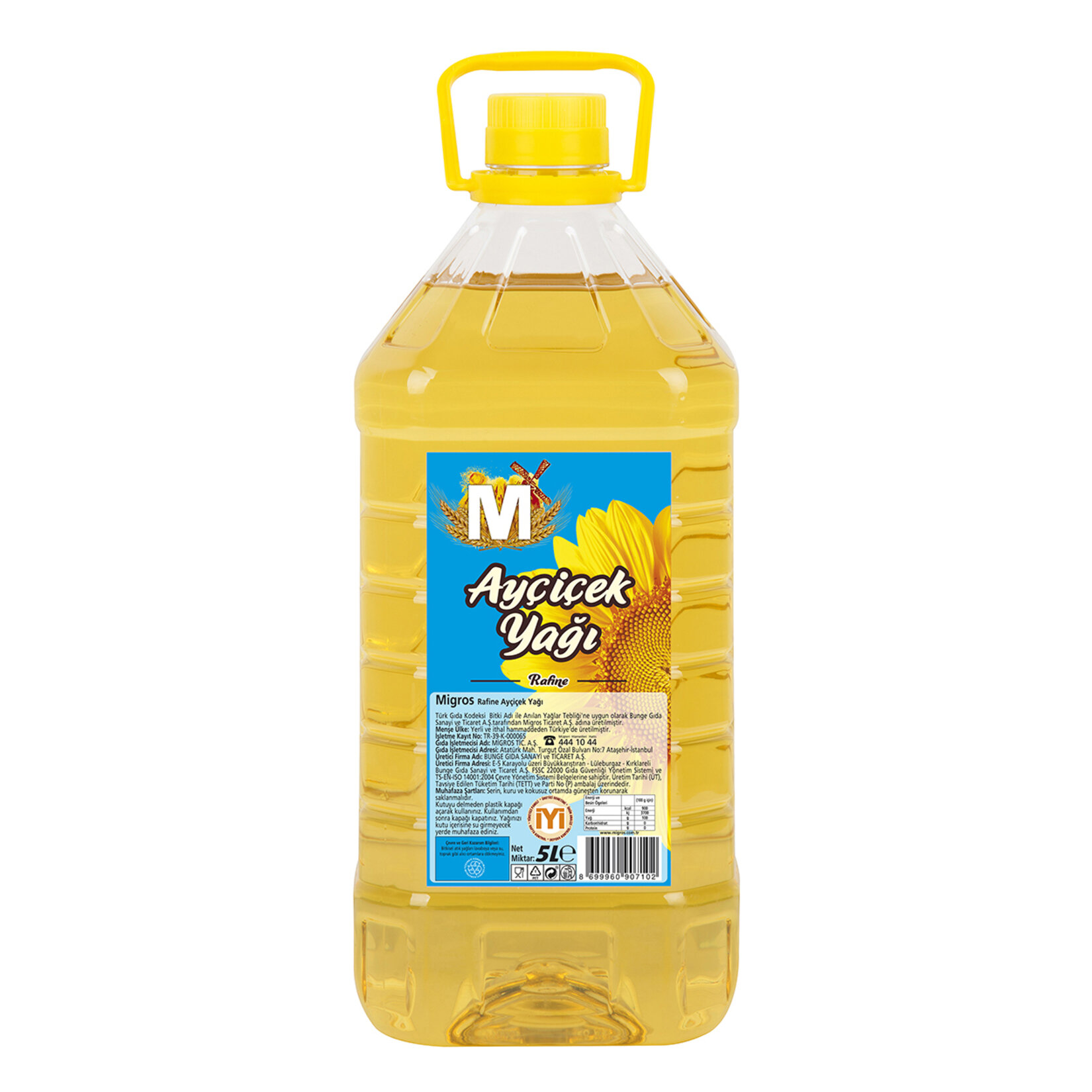 Migros Ayçiçek Yağı 5 L Köşeli Pet