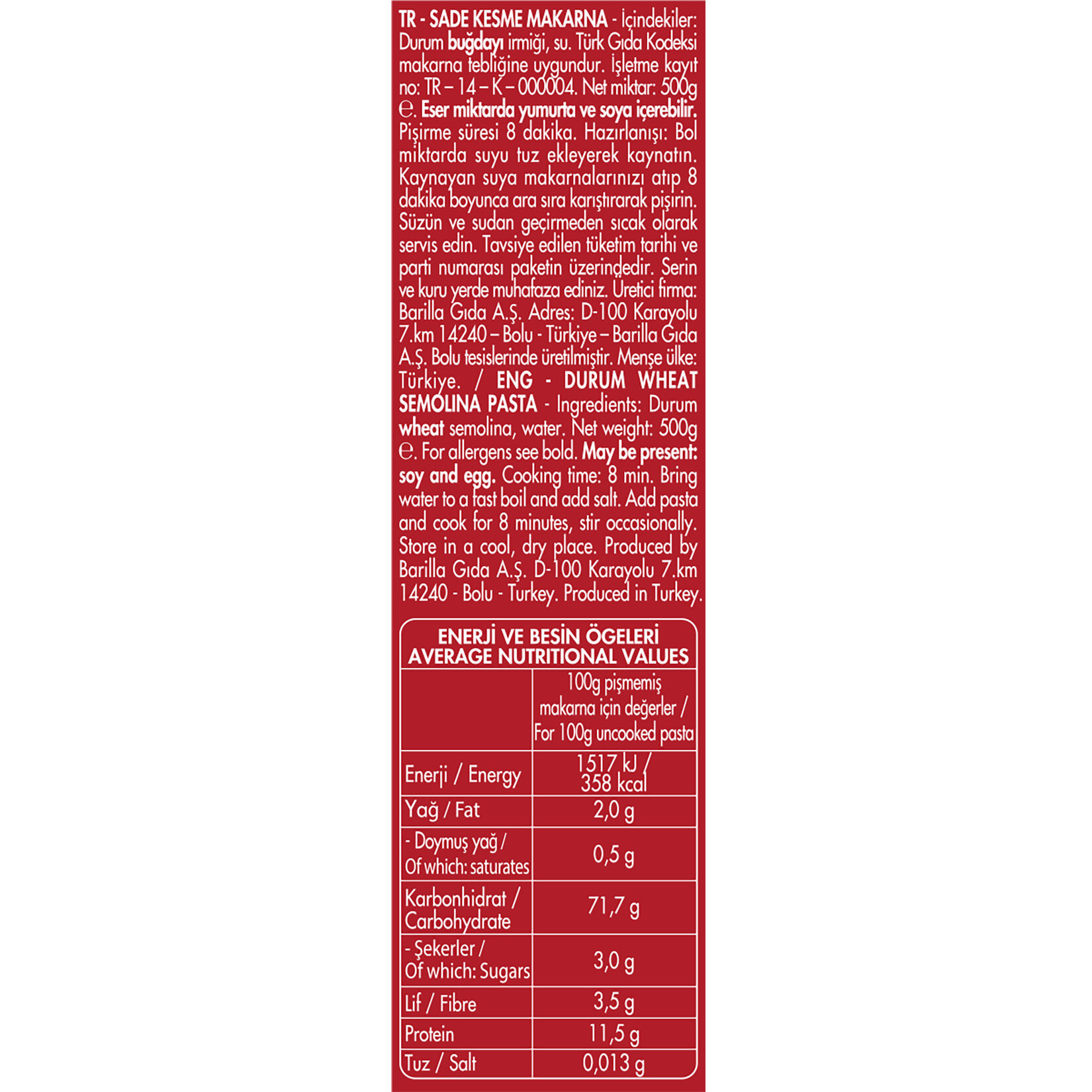 Filiz İnce Uzun Makarna 500 G