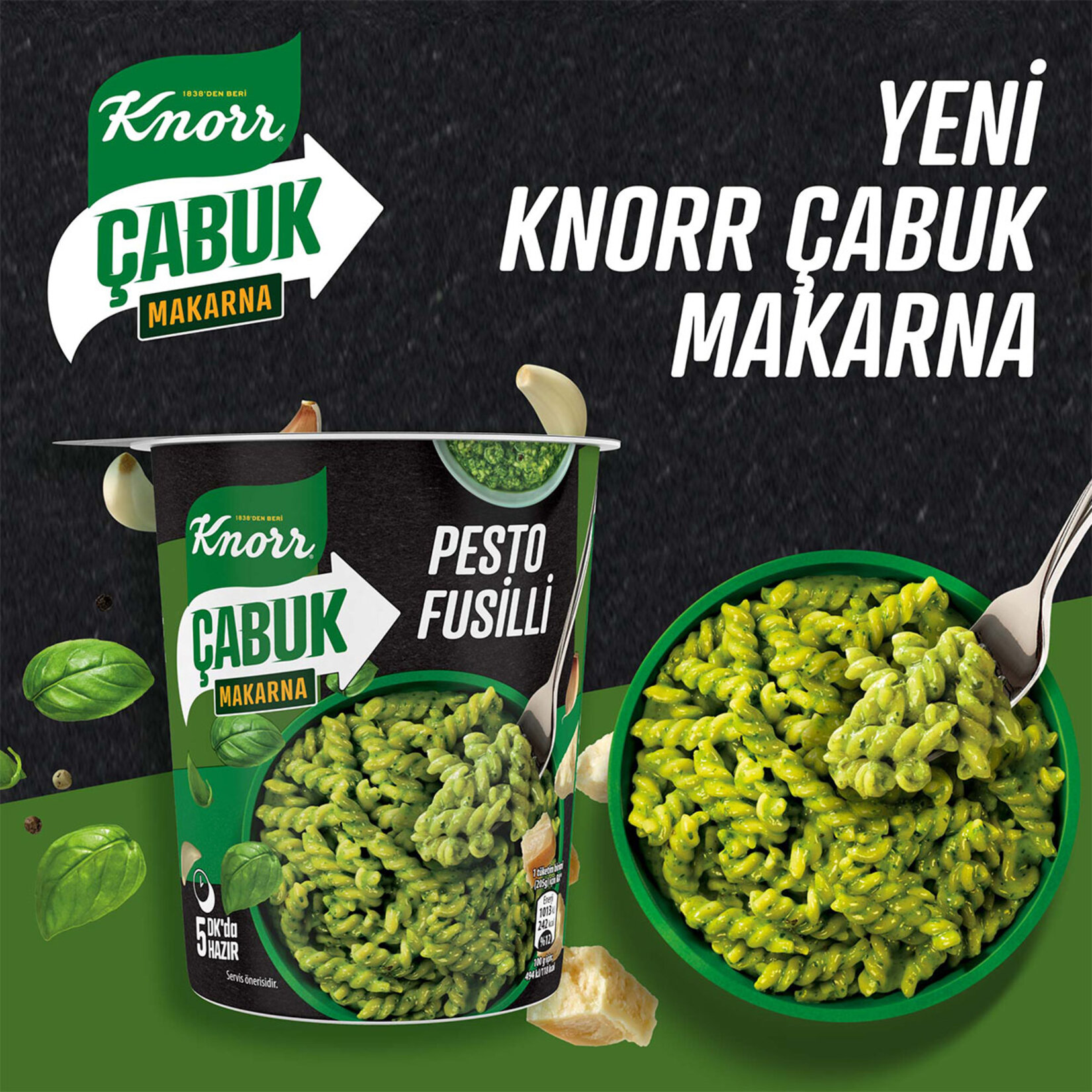 Knorr Çabuk Makarna Pesto Fusilli (Bardak) 65 G - Görsel 3