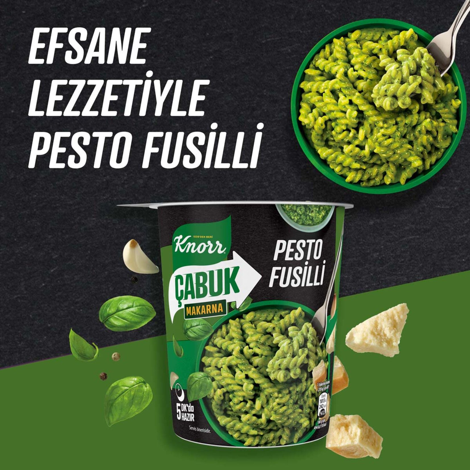 Knorr Çabuk Makarna Pesto Fusilli (Bardak) 65 G - Görsel 4