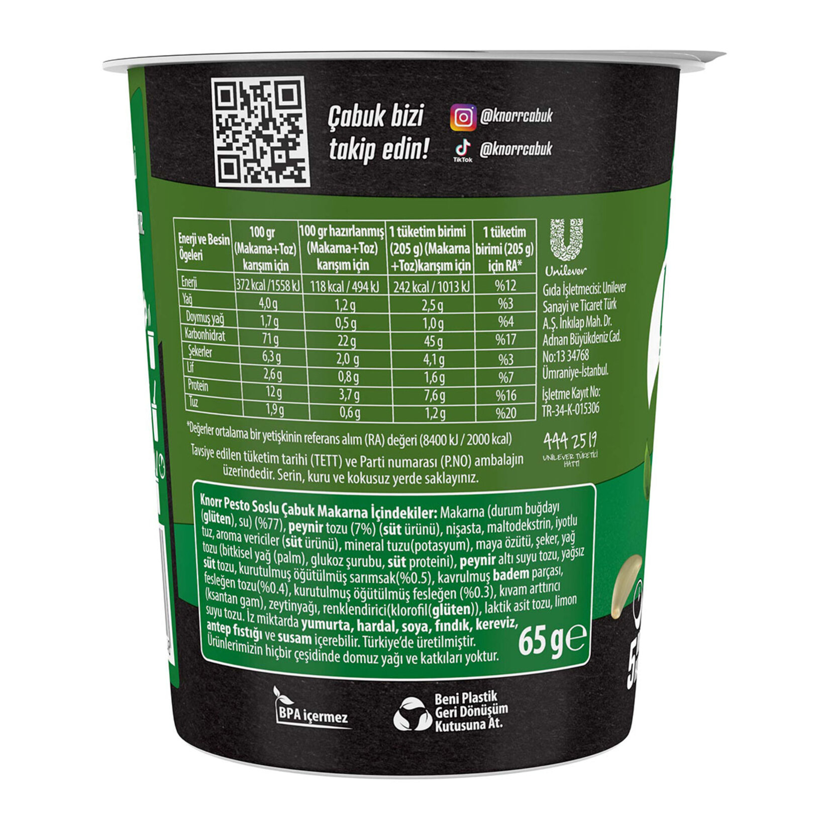 Knorr Çabuk Makarna Pesto Fusilli (Bardak) 65 G - Görsel 5
