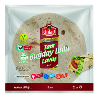 Untad Premium Tam Buğday Unlu Lavaş 8'li 560 G
