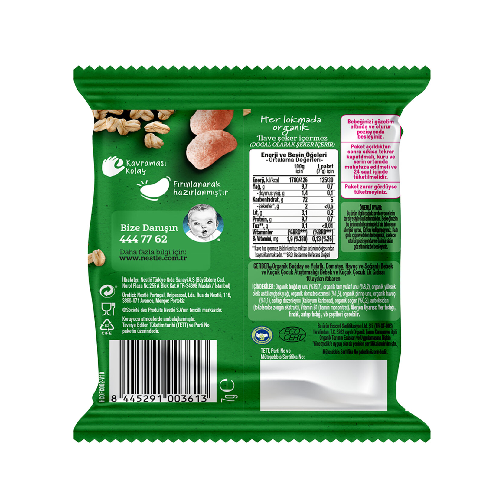 Gerber Organik Buğday Ve Yulaflı Bebek Atıştırmalık 7 G - Görsel 2