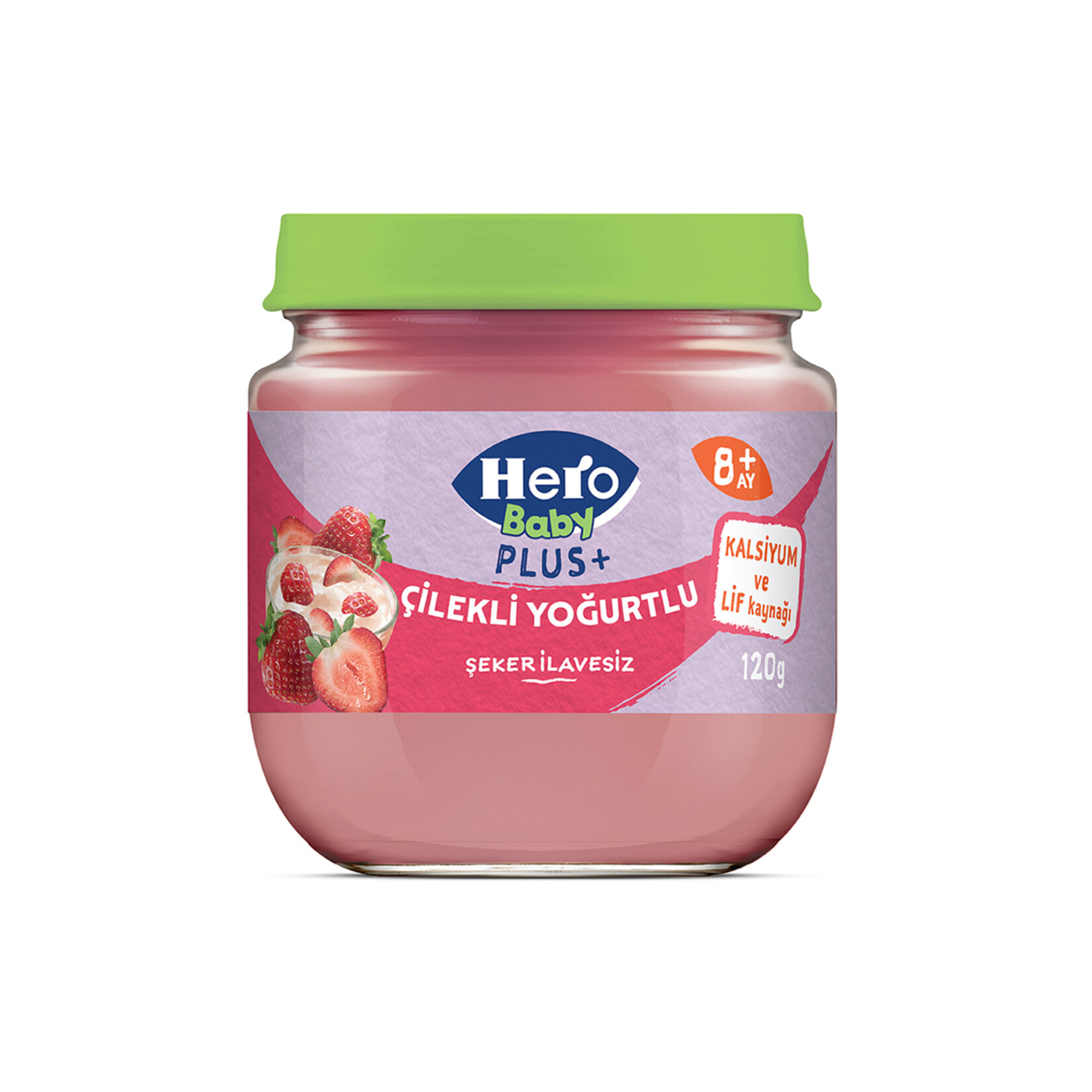 Hero Baby Plus+ Çilekli Yoğurtlu Kavanoz Mama 120G - Görsel 2