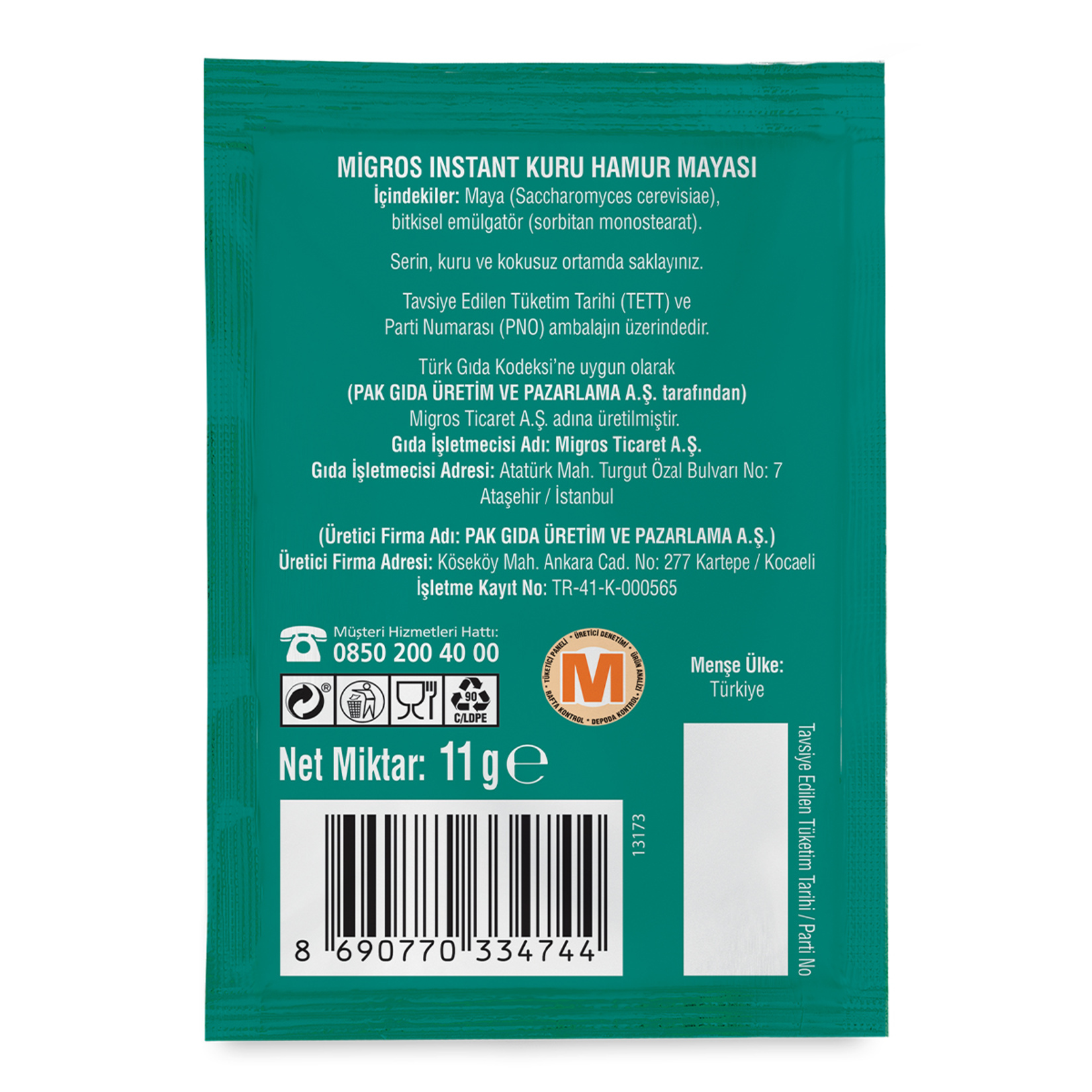 Migros Instant Kuru Hamur Mayası 5 x 11 G - Görsel 2