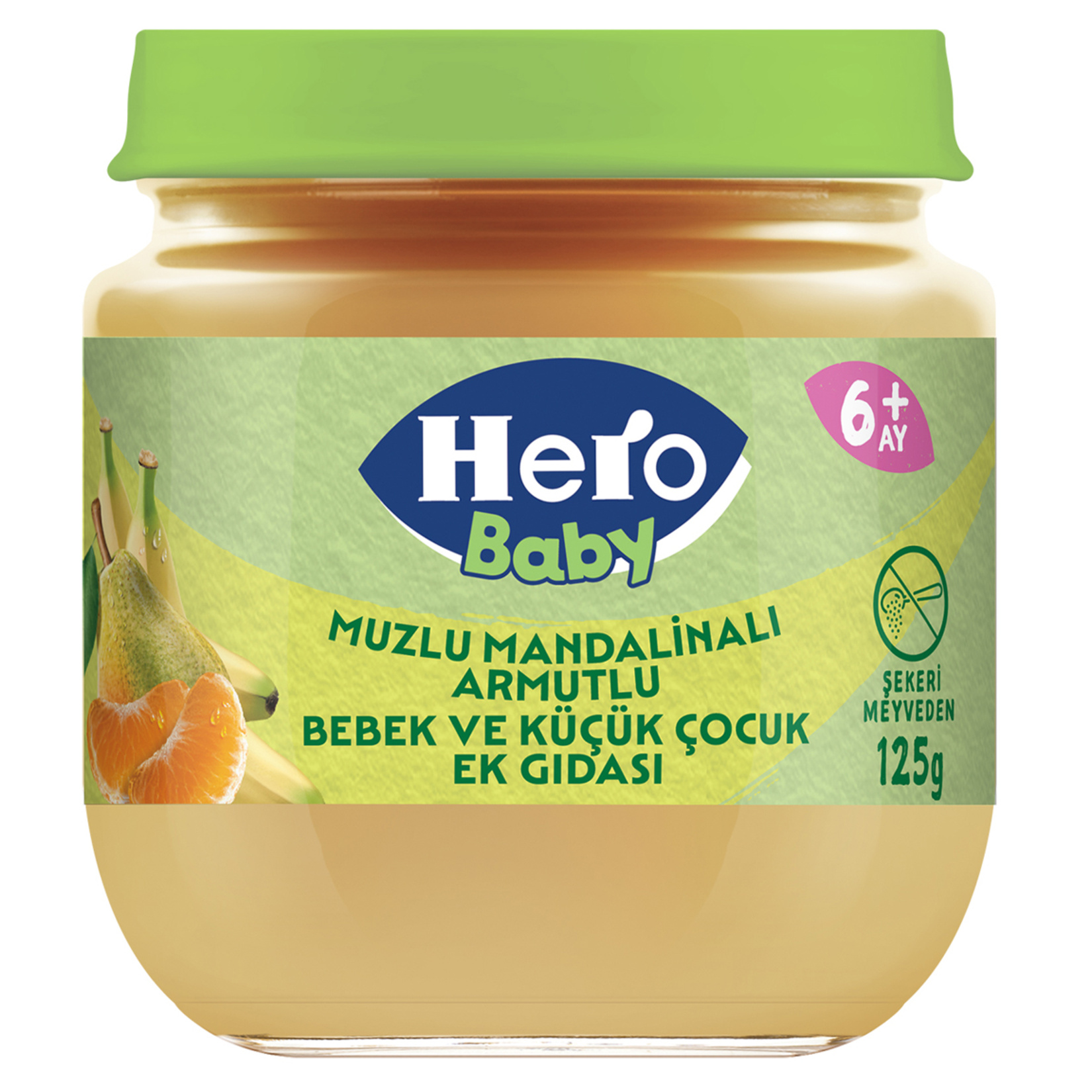 Hero Baby Muz Mandalina Armut Püreli Kavanoz Mama 125 G - Görsel 1