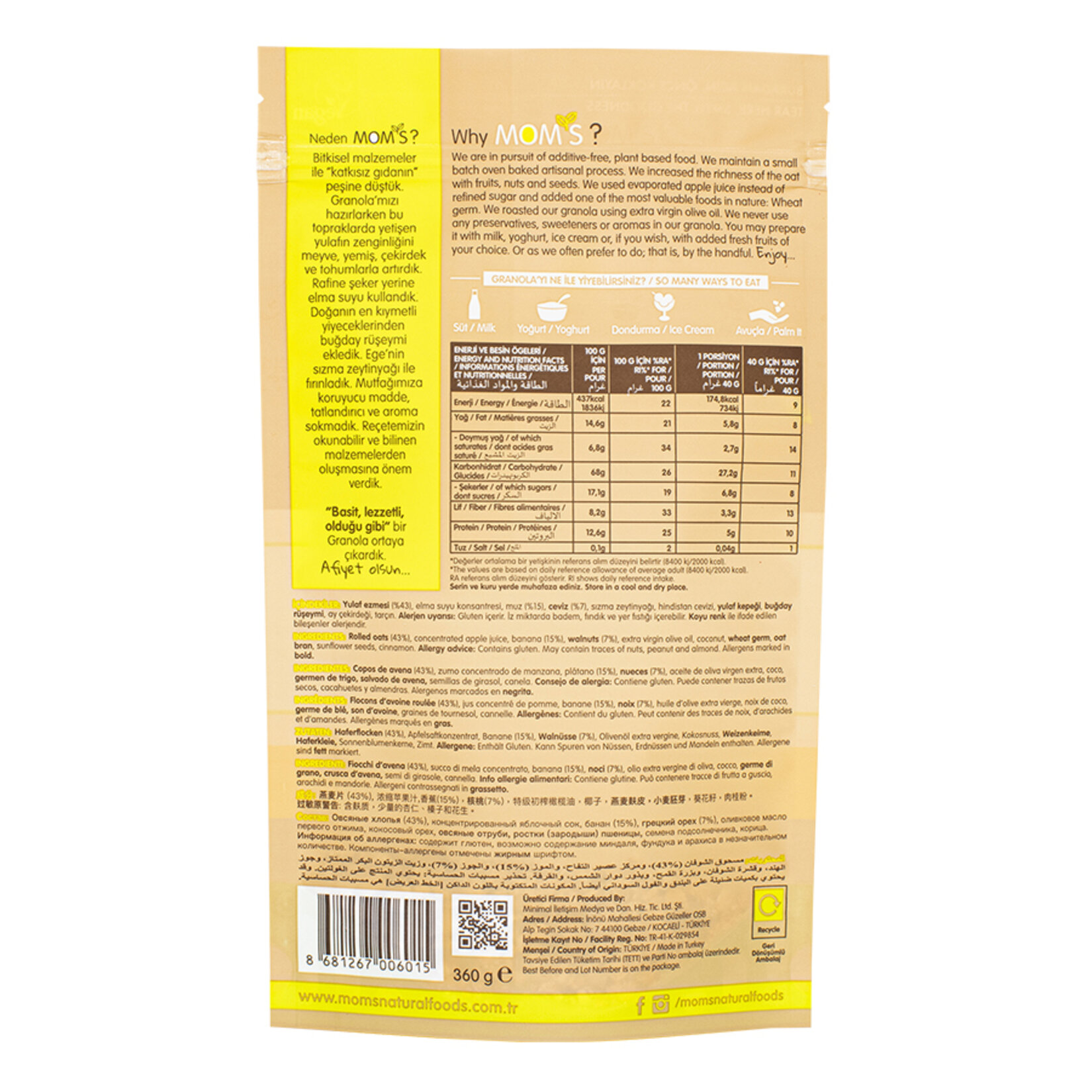 Moms Granola Muz Ceviz 360 G - Görsel 2