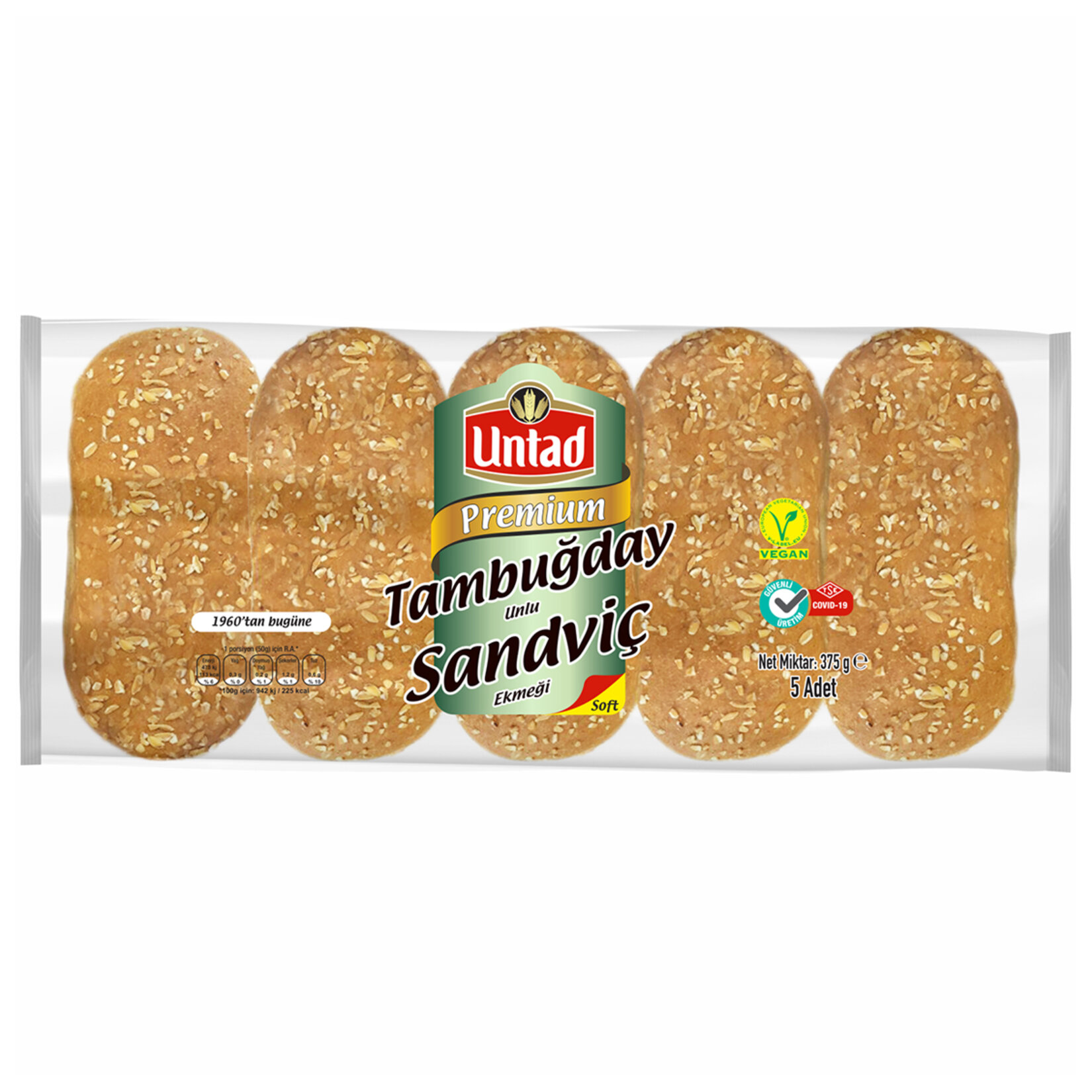 Untad Premium Tam Buğdaylı Sandviç Ekmeği 375 G