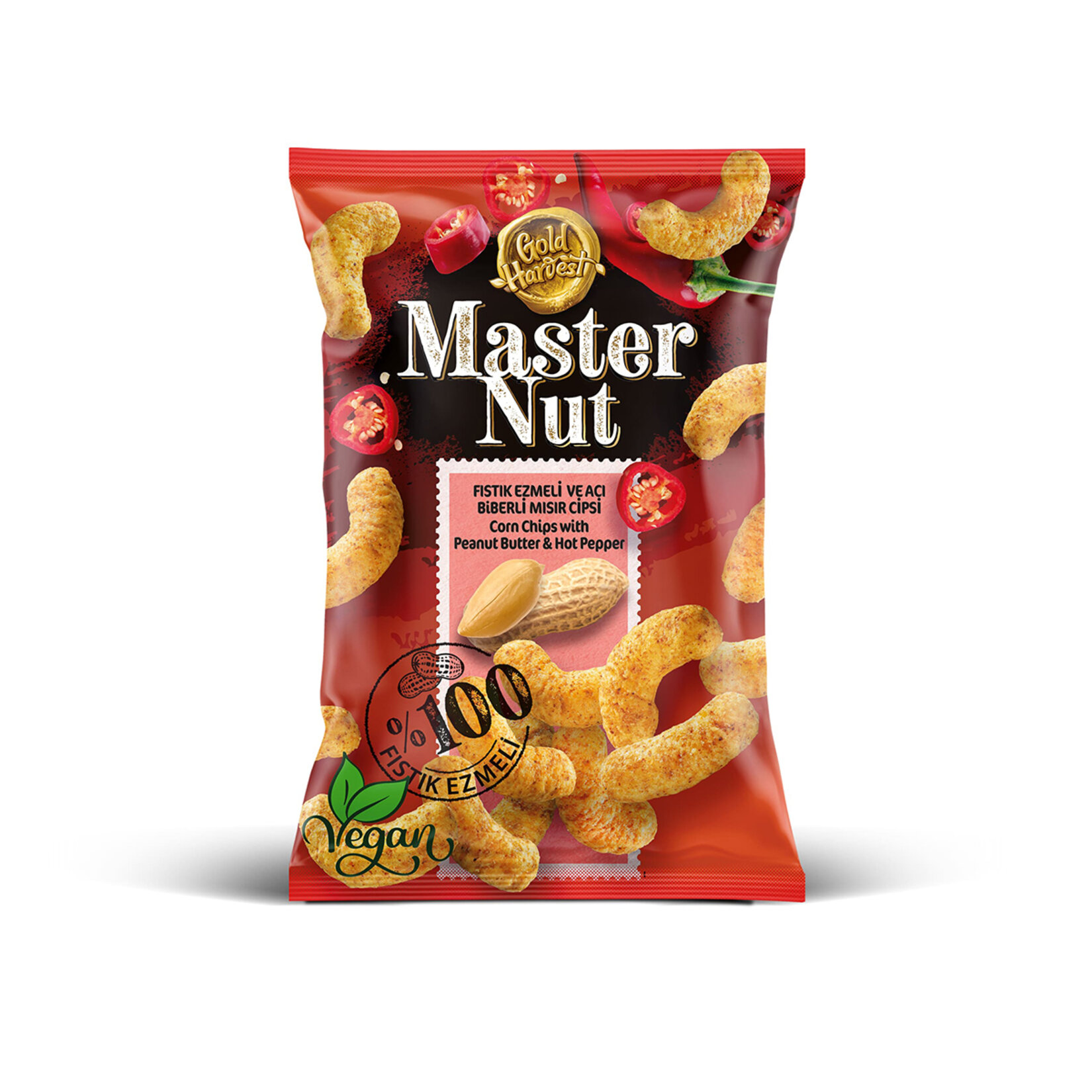 Master Nut Fıstık Ezmeli Acı Biberli Mısır Cipsi 100 G - Görsel 1