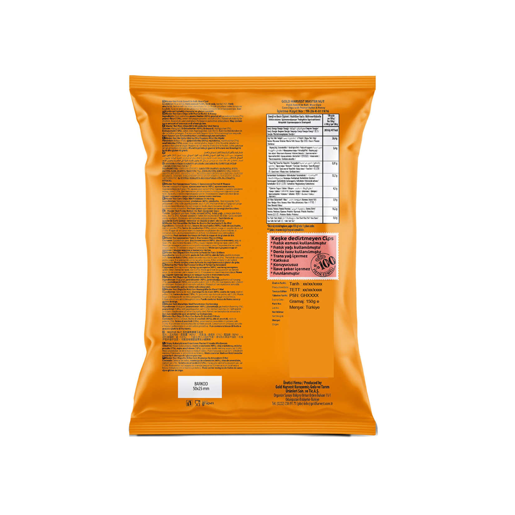 Master Nut Fıstık Ezmeli Ballı Mısır Cipsi 150 G - Görsel 2