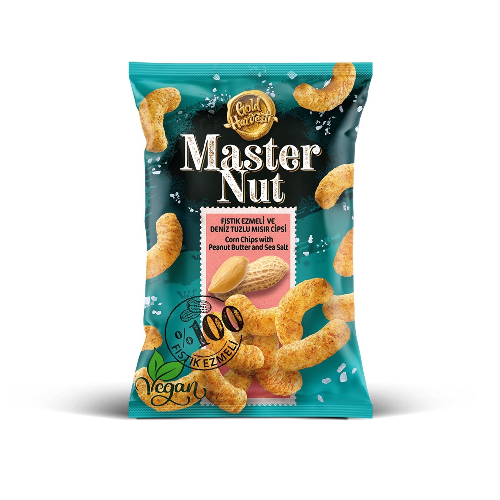 Master Nut Fıstık Ezmeli Deniz Tuzlu Mısır Cipsi 165 G - Görsel 1