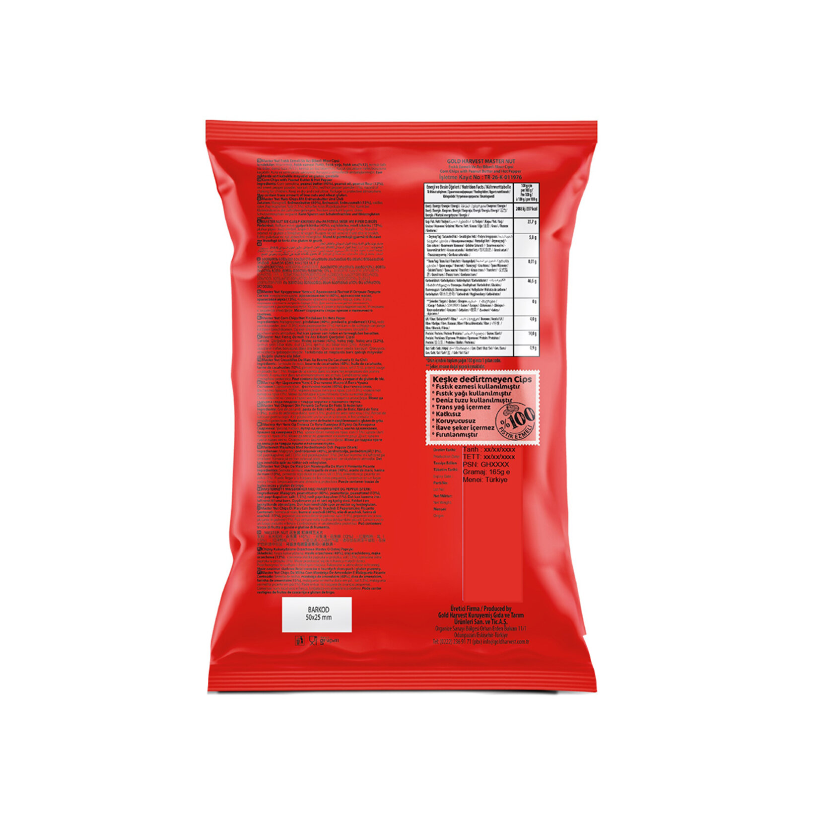 Master Nut Fıstık Ezmeli Acı Biber Mısır Cipsi 165 G - Görsel 2