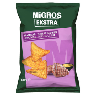 Migros Ekstra Hardal Soslu Biftek Aromalı Mısır Cipsi 130 G