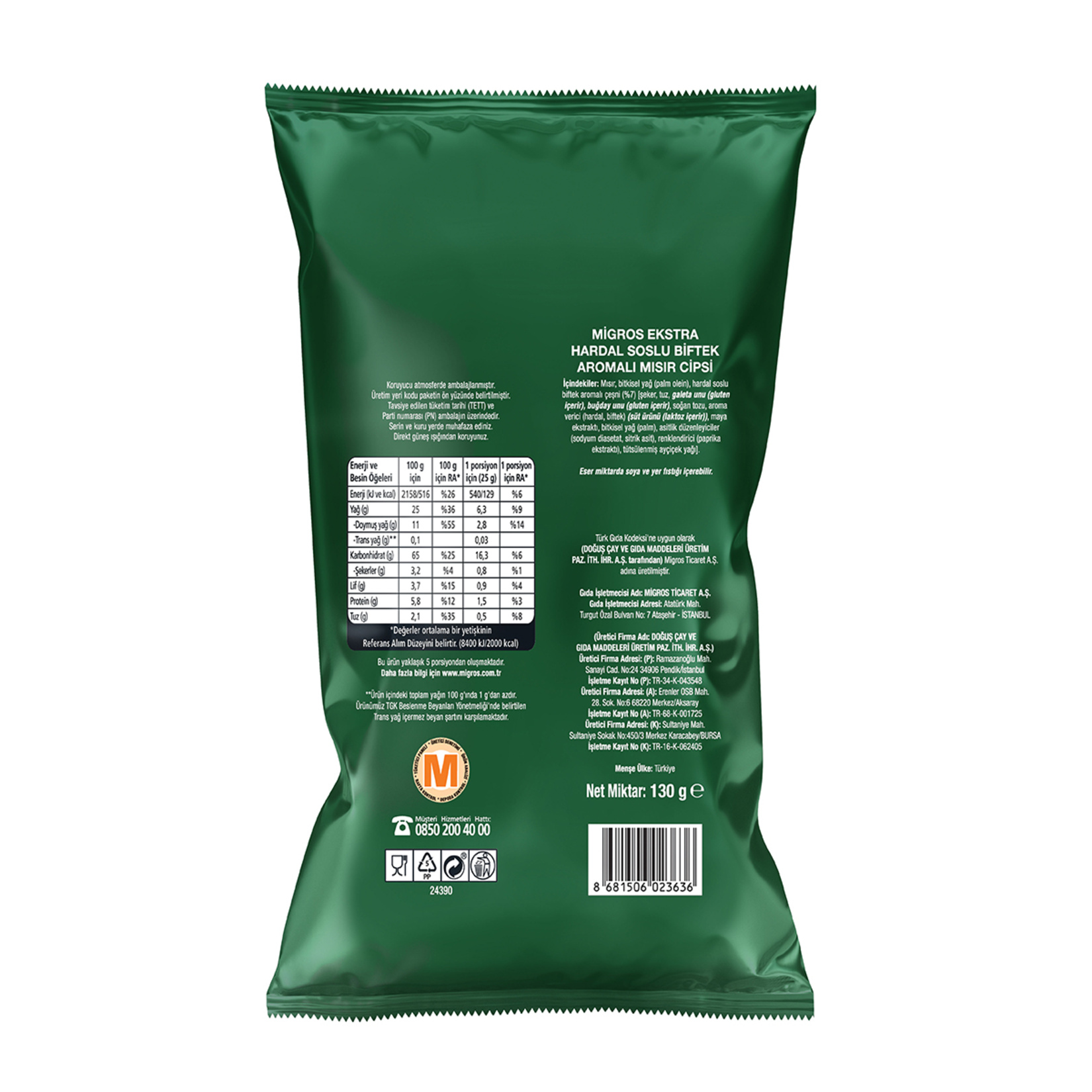 Migros Ekstra Hardal Soslu Biftek Aromalı Mısır Cipsi 130 G - Görsel 2