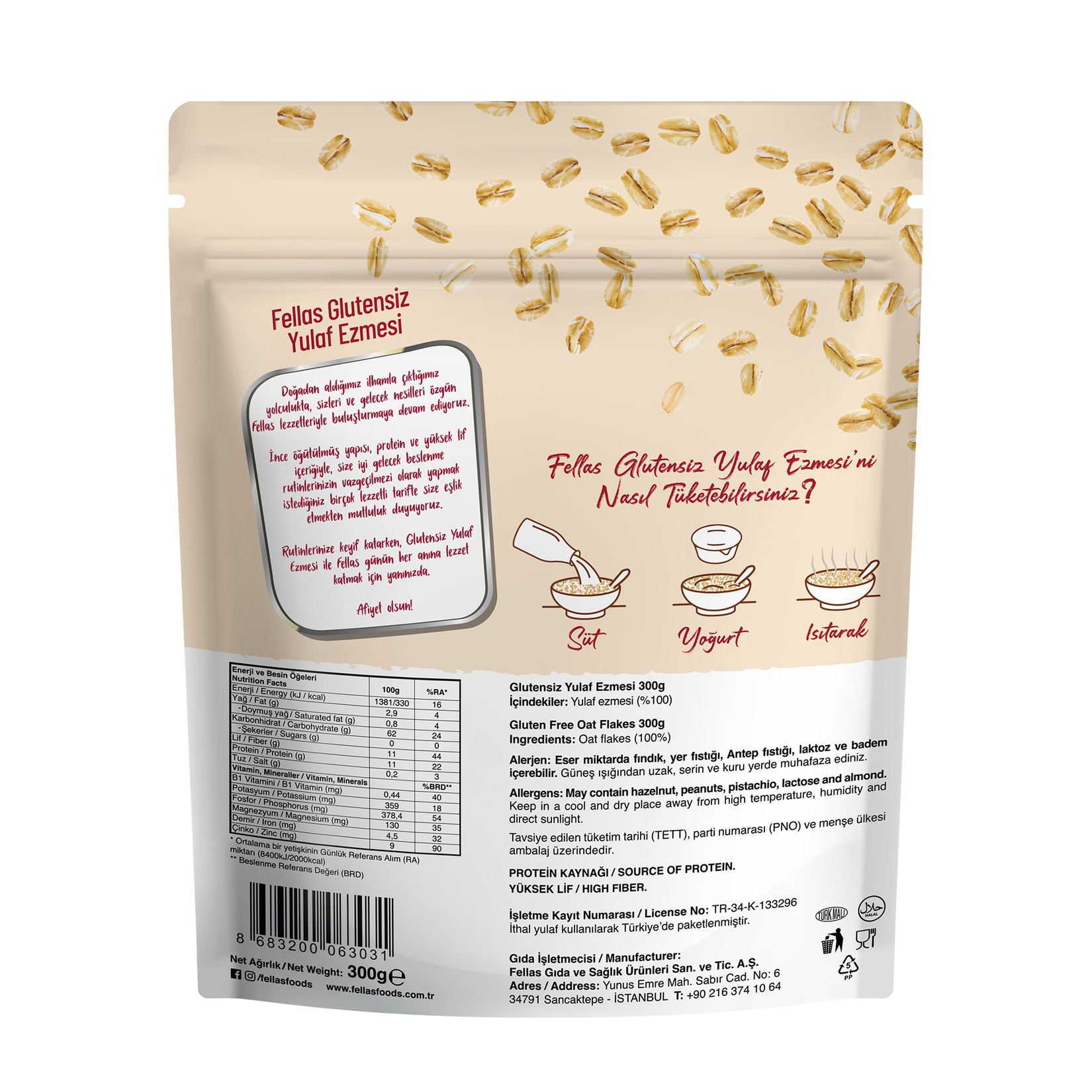 Fellas Glutensiz Yulaf Ezmesi 300 G - Görsel 2