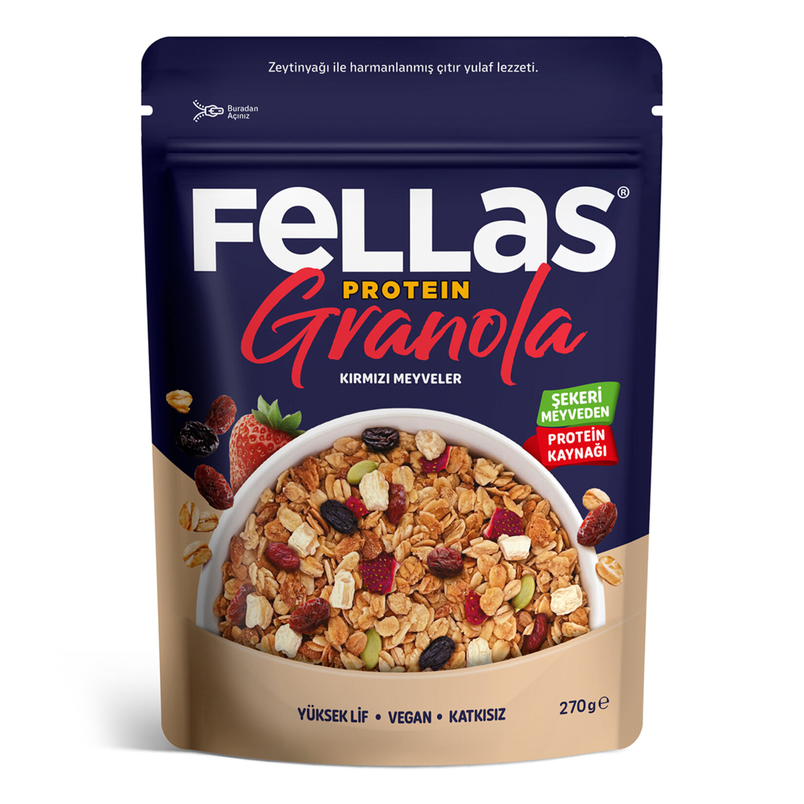 Fellas Vegan Protein Granola Kırmızı Meyveler 270 G