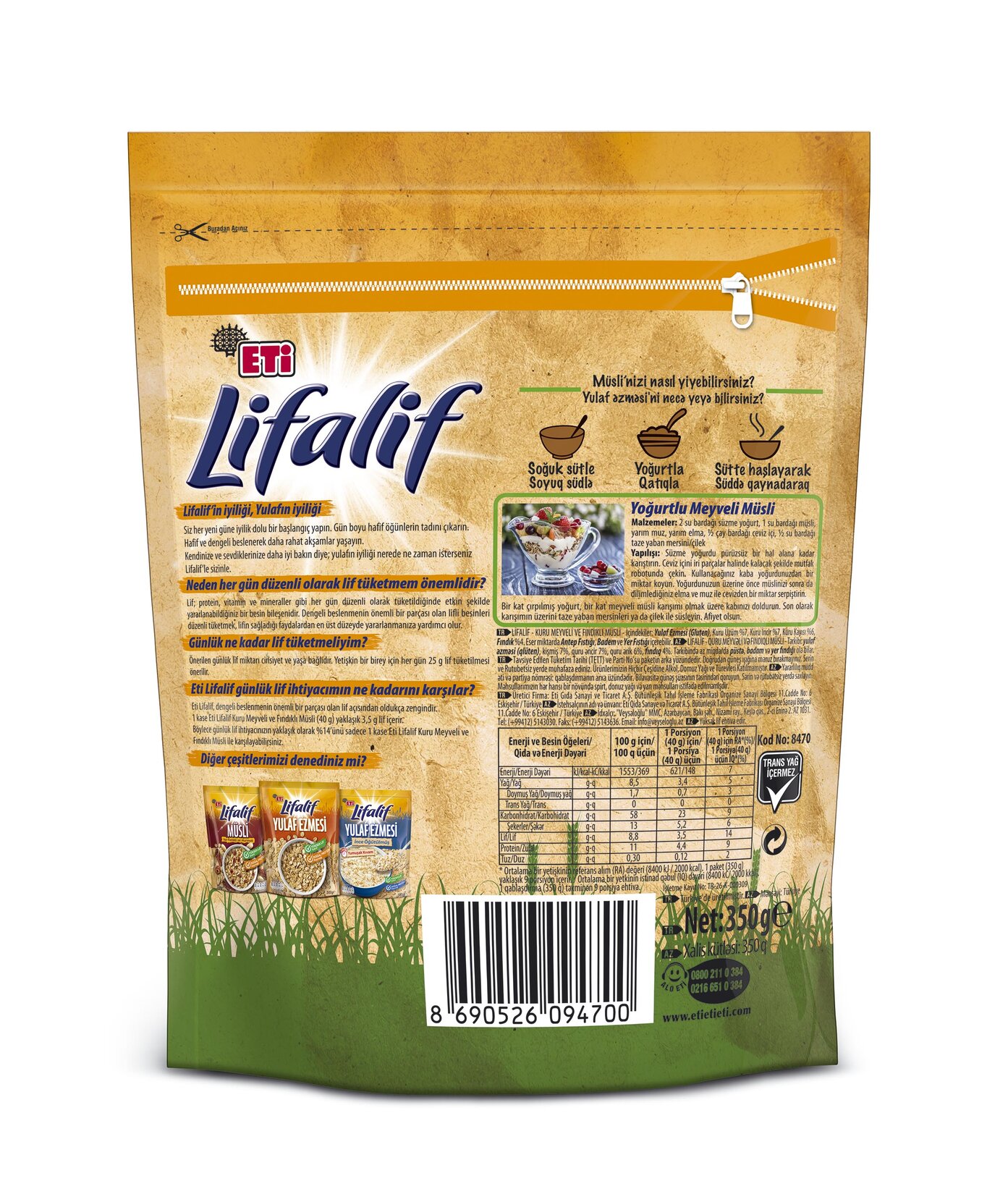Eti Lifalif Kuru Meyveli ve Fındıklı Müsli 350 g - Görsel 2
