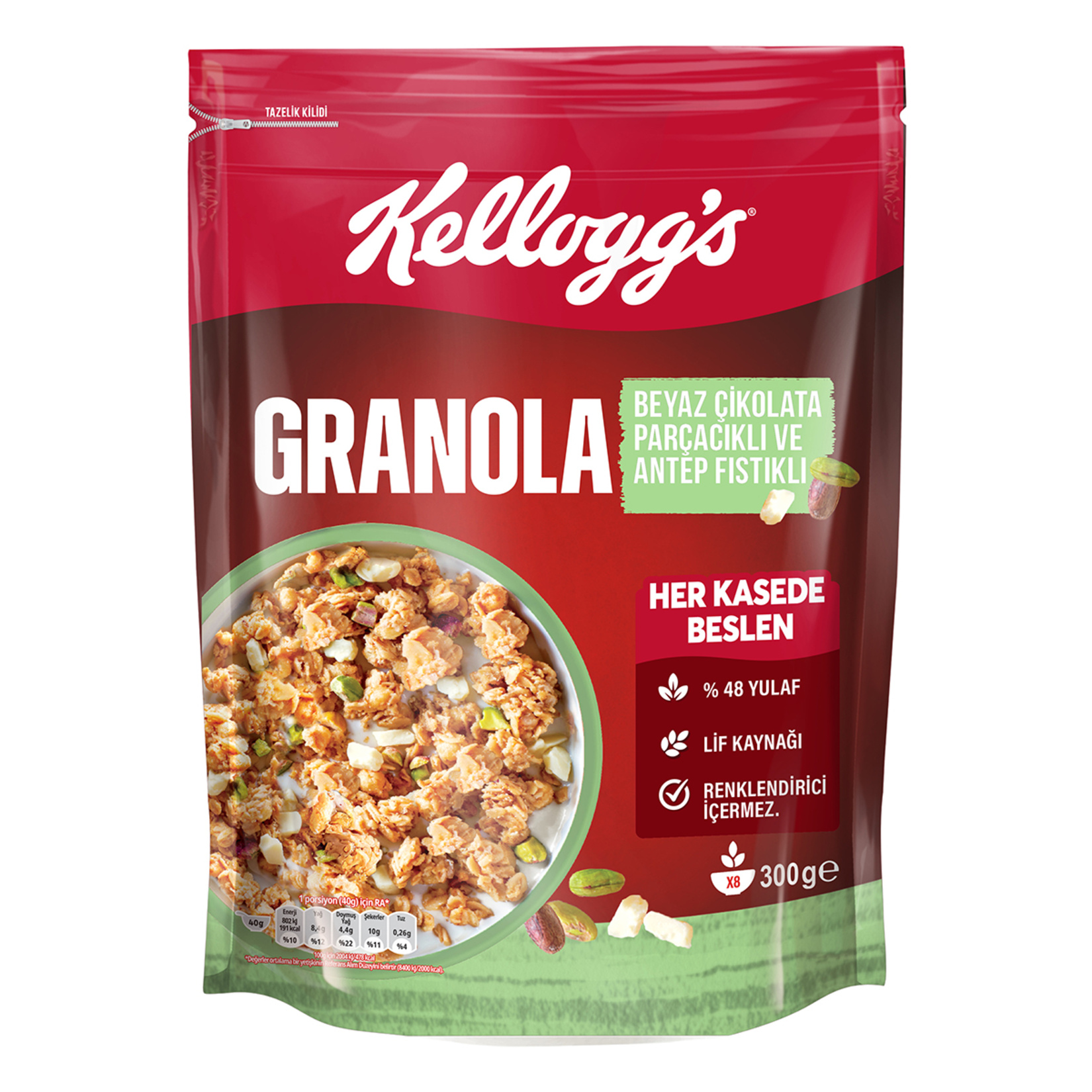 Kellogg's Granola Beyaz Çikolatalı Antep Fıstıklı 300 G - Görsel 1