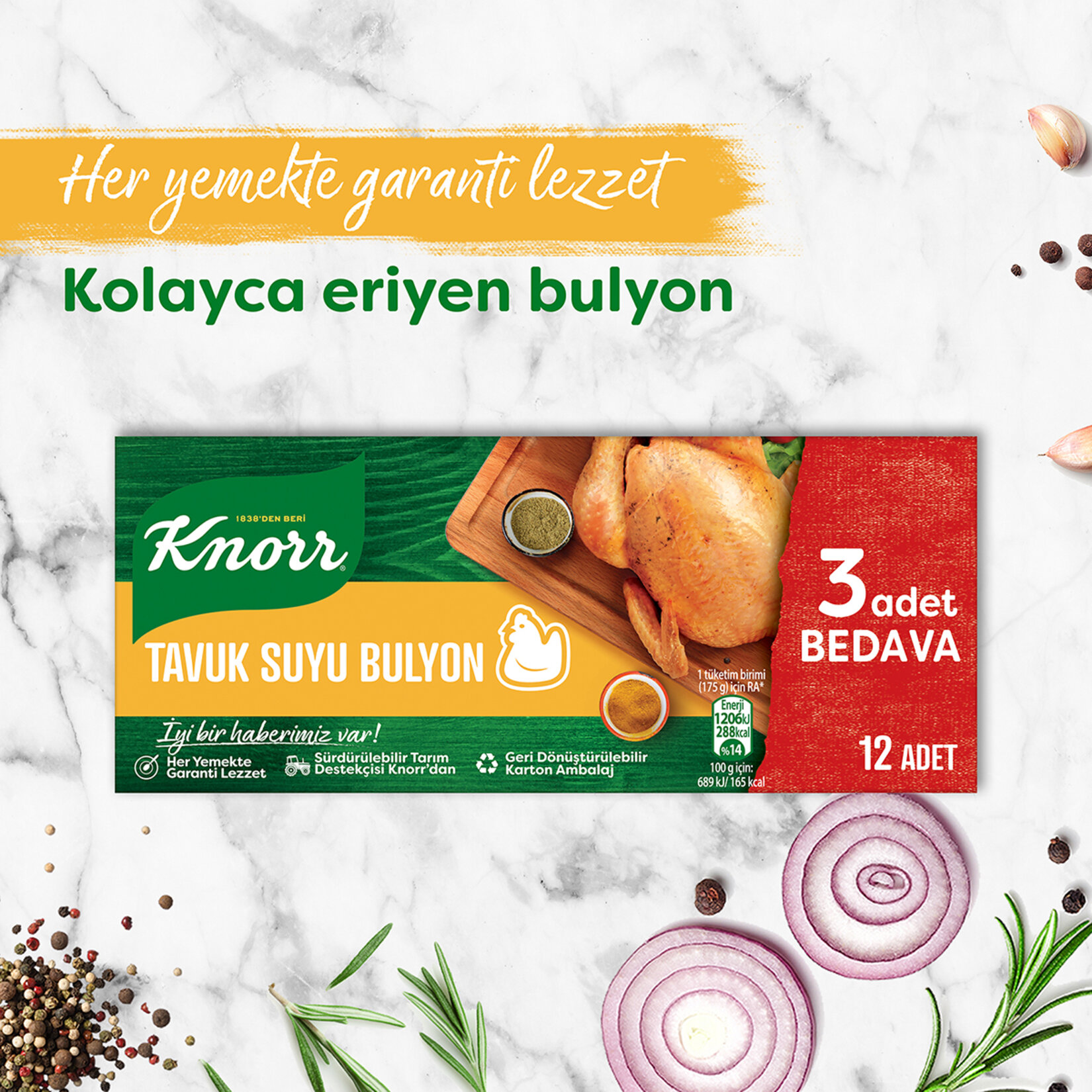 Knorr Tavuk Suyu Bulyon 12 Adet 120 G - Görsel 3