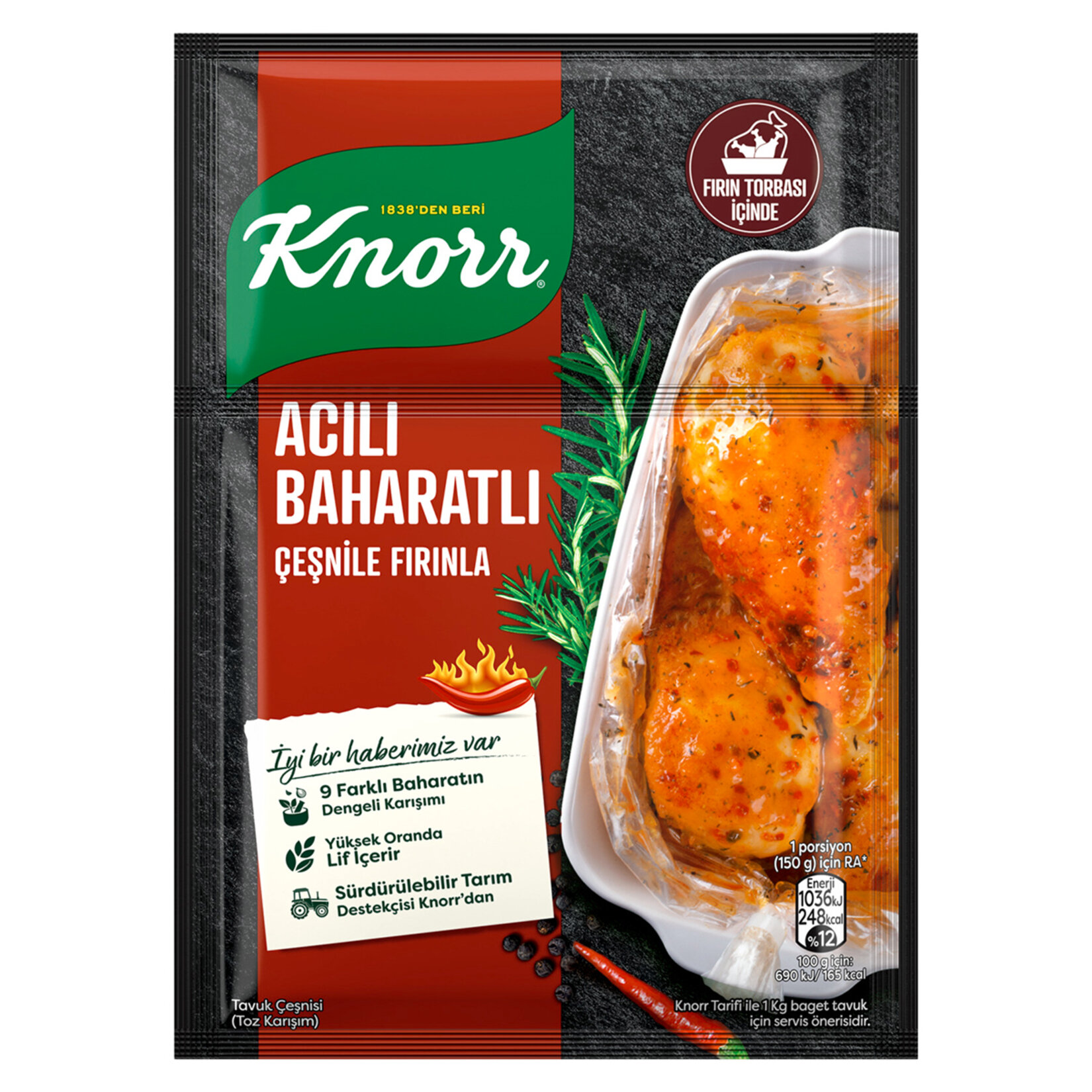 Knorr Fırında Tavuk Çeşnisi Acılı Baharatlı 31 G - Görsel 1