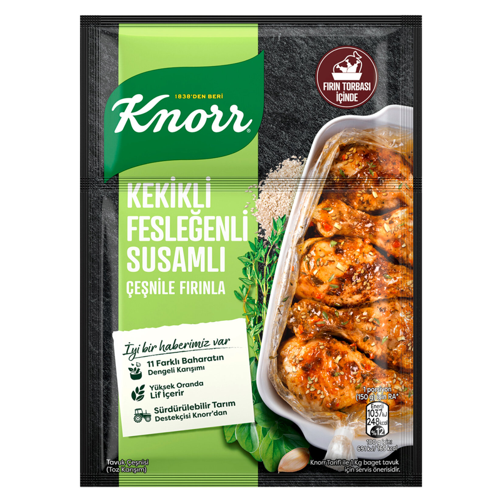 Knorr Fırında Tavuk Çeşnisi Kekikli Fesleğenli Susamlı 29 G - Görsel 1