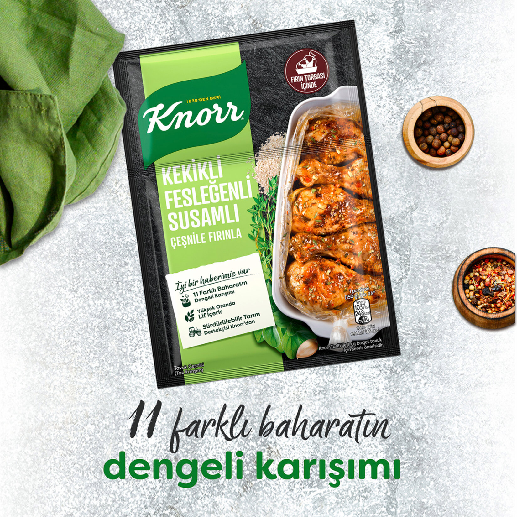 Knorr Fırında Tavuk Çeşnisi Kekikli Fesleğenli Susamlı 29 G - Görsel 4