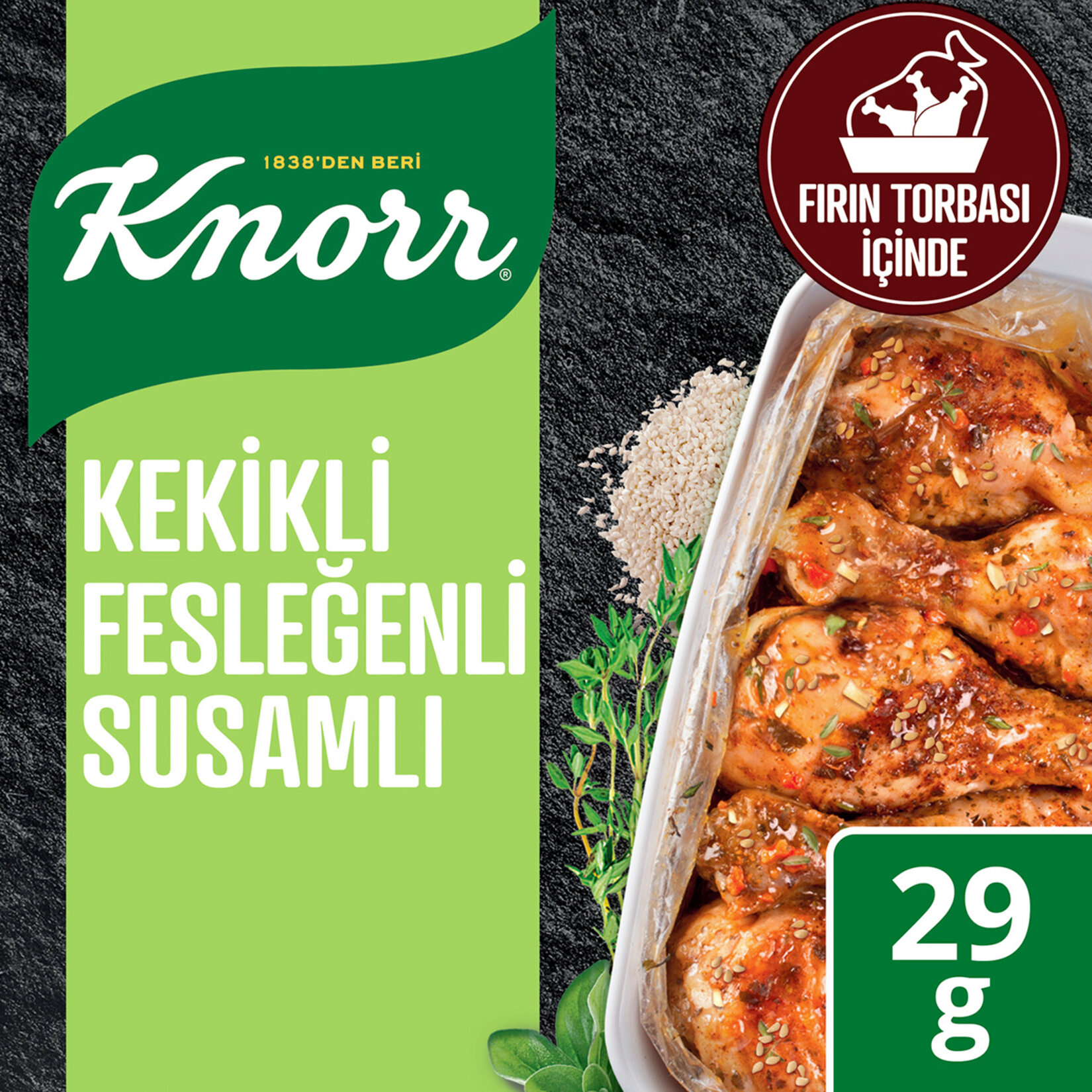 Knorr Fırında Tavuk Çeşnisi Kekikli Fesleğenli Susamlı 29 G - Görsel 2