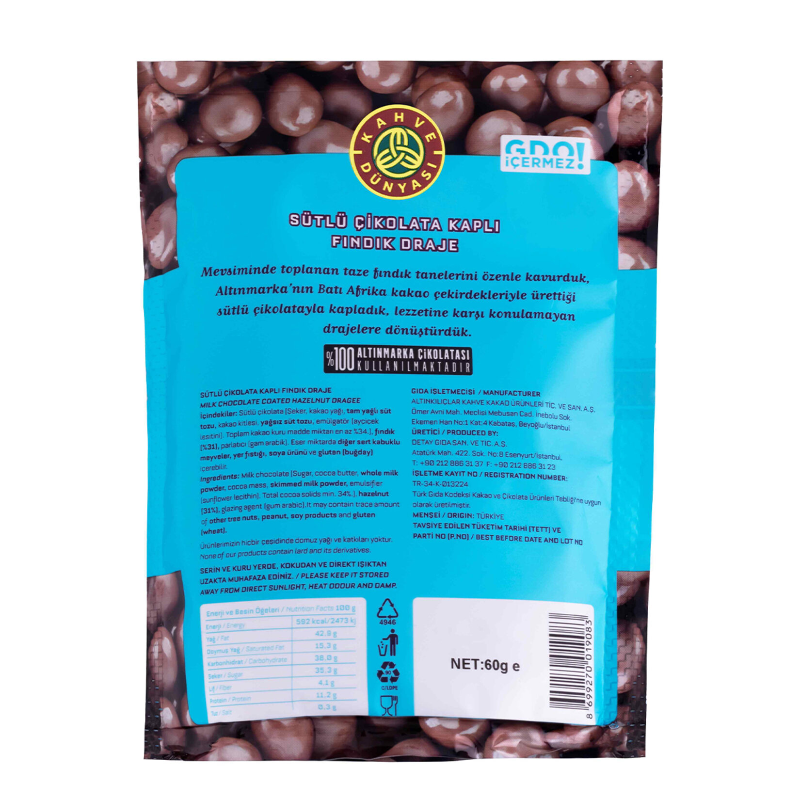 Kahve Dünyası Sütlü Çikolatalı Fındık Draje 60 G - Görsel 2
