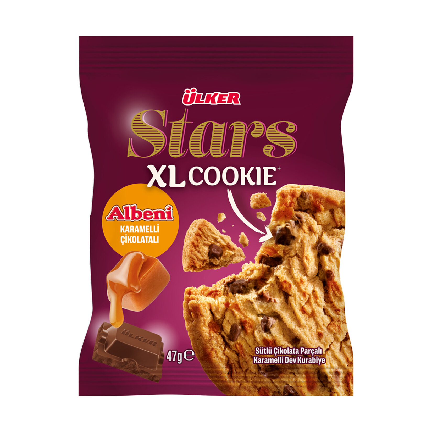ラッキー　10枚 Ülker Stars XL Cookie Albeni Karamelli Çikolata 47 G