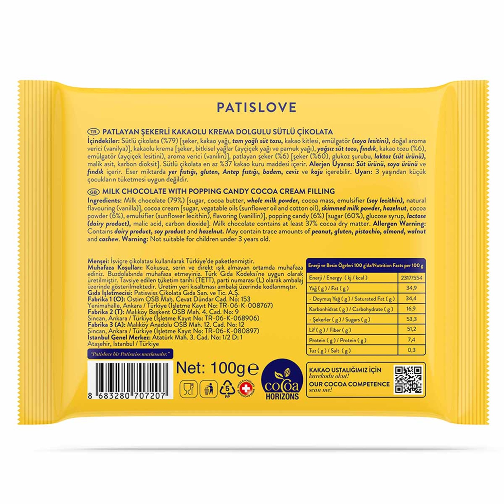 Patislove Guilty Patlayan Şekerli Dolgulu Sütlü Çikolata 100 G - Görsel 2