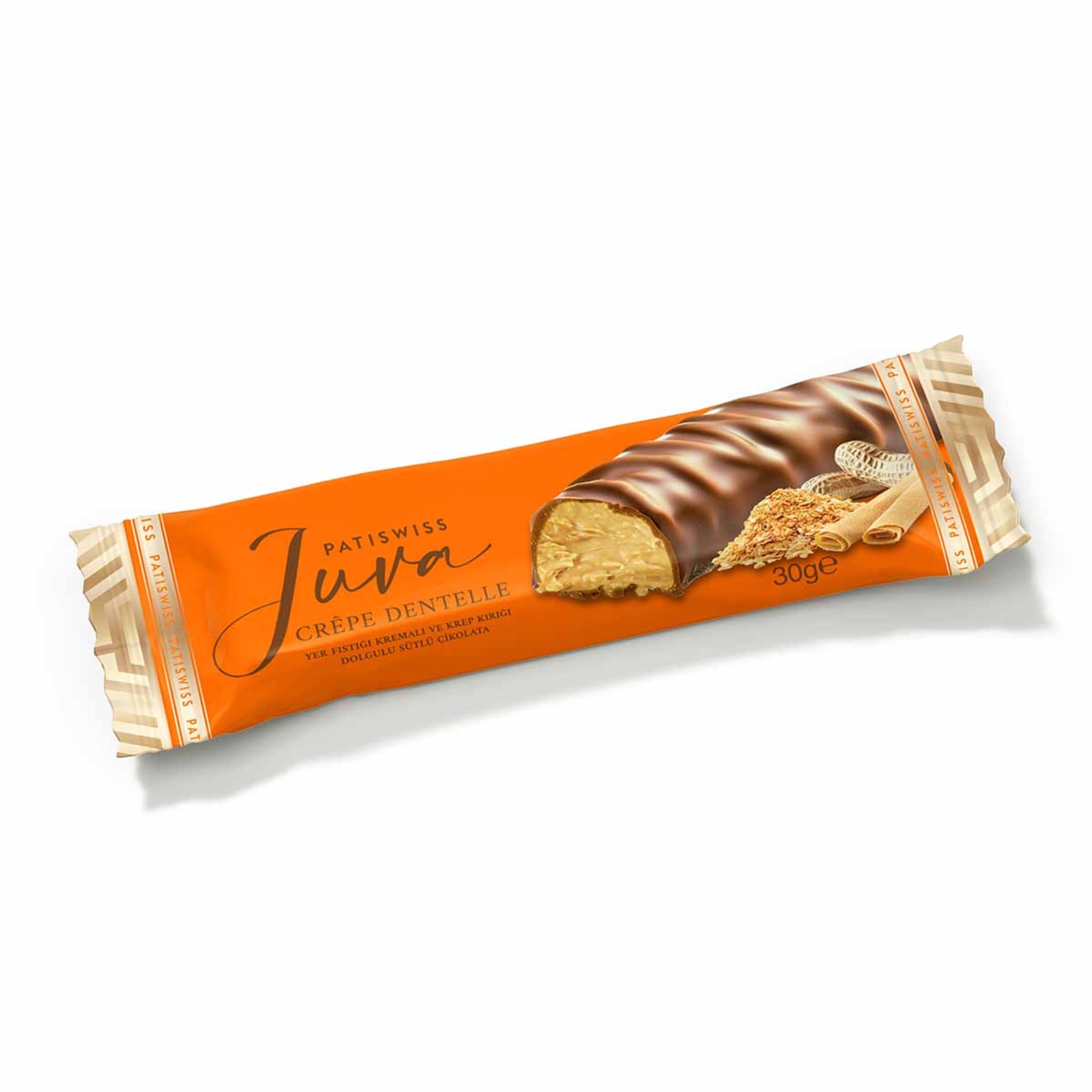 Patiswiss Juva Yer Fıstığı Kremalı Krep Kırığı Dolgulu Sütlü Çikolata 30 G
