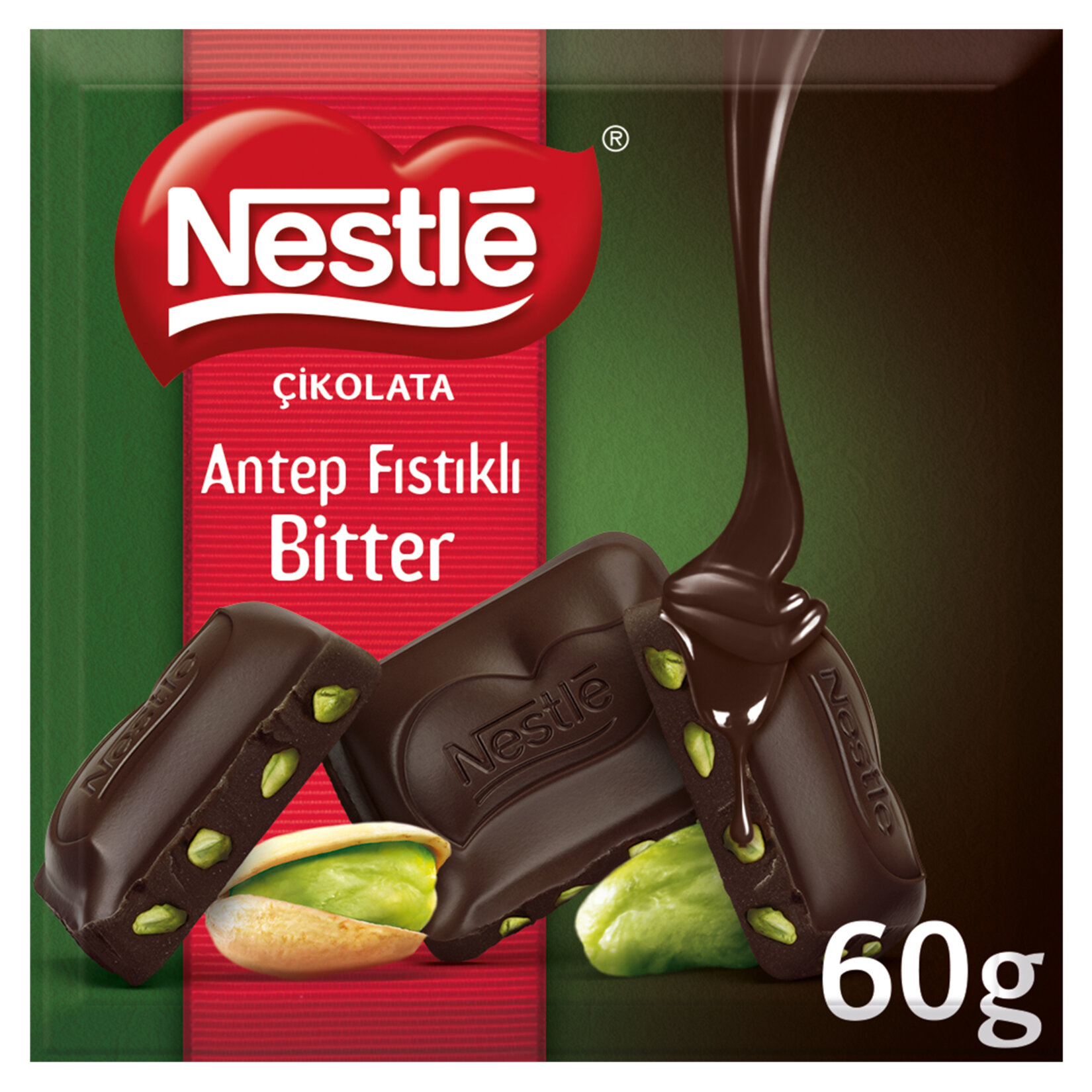 Nestle Antep Fıstıklı Bitter Kare Çikolata 60 G - Görsel 1