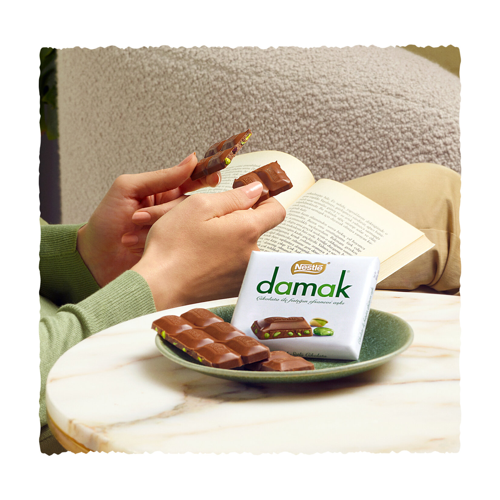 Nestle Damak Antep Fıstıklı Sütlü Kare Çikolata 60 G - Görsel 4