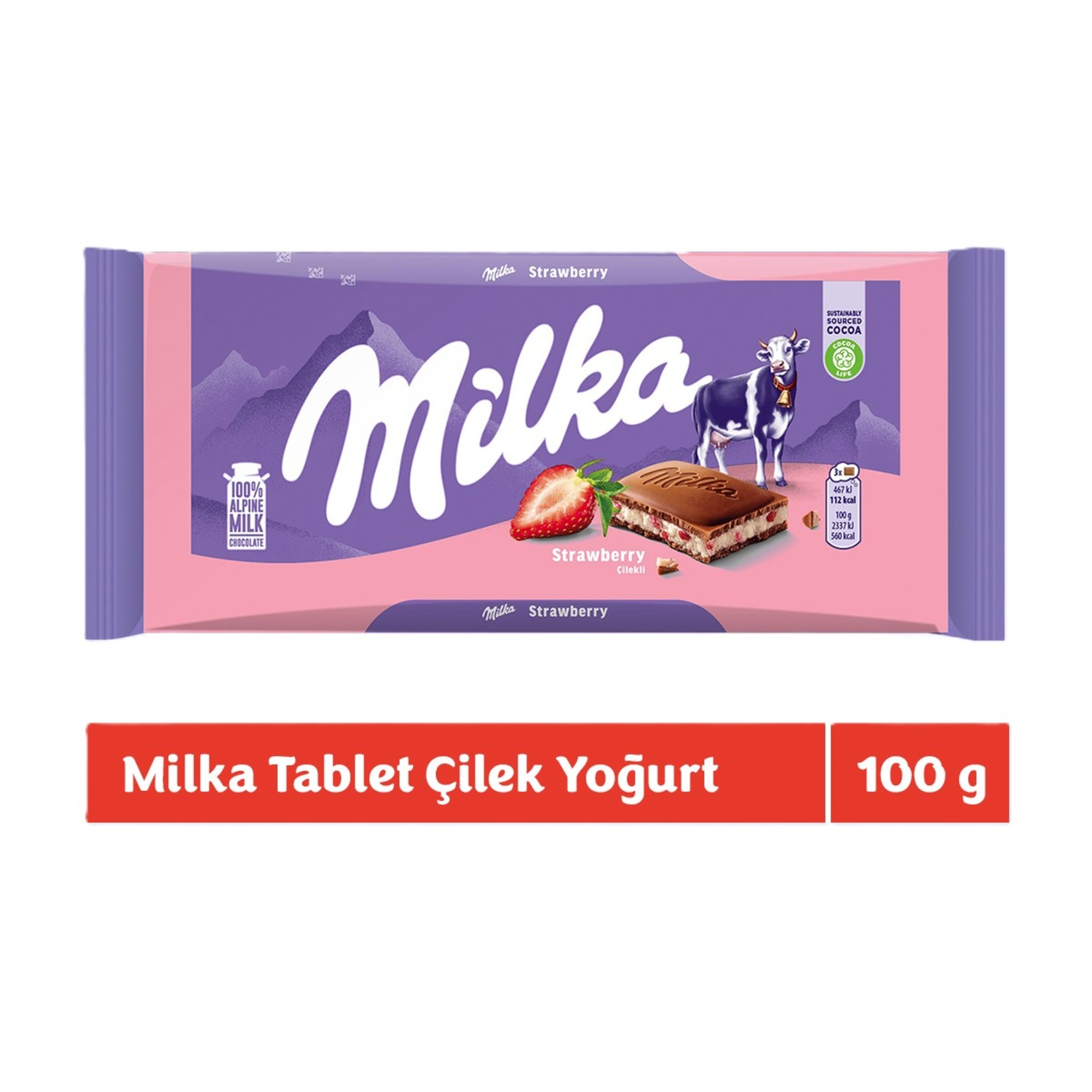 Milka Çilekli Yoğurtlu Çikolata 100 G - Görsel 2