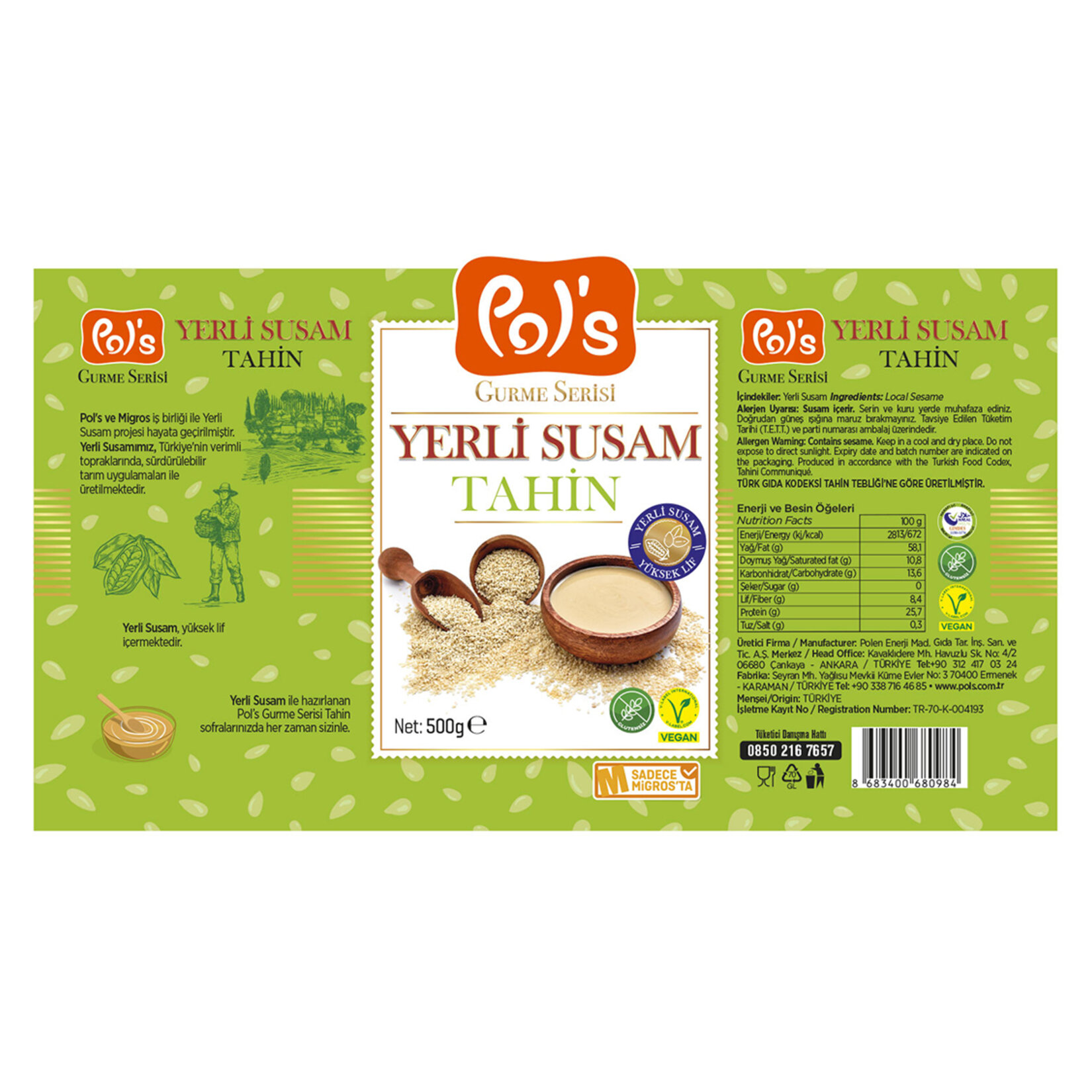 Pol’s Gurme Serisi Yerli Susam Tahin 500 G - Görsel 4