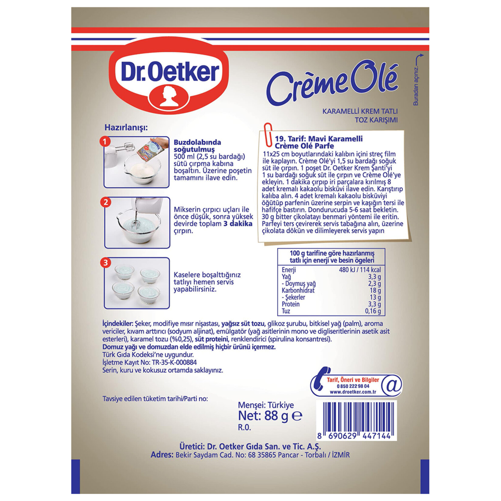 Dr.Oetker Creme Ole Mavi Karamel 88 G - Görsel 3